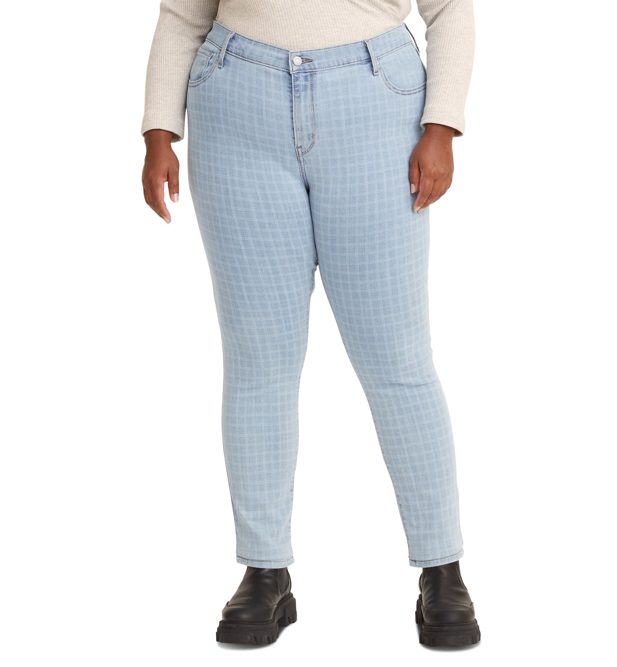 Levis Plus Size 721 Checked Print High Rise Skinny Jeans