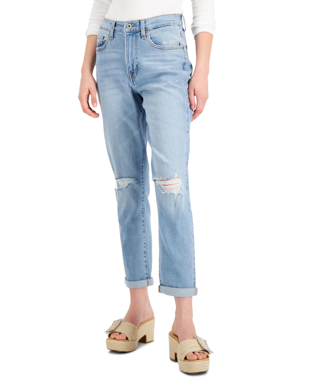 Juniors' Ripped Mom Jeans