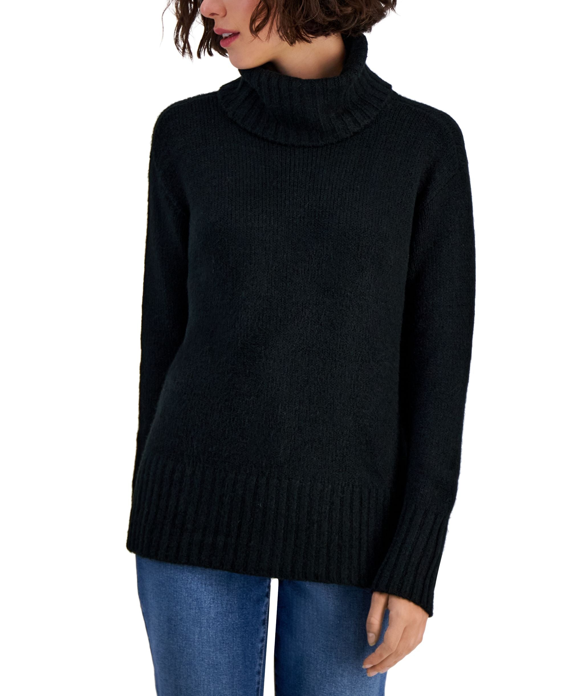 Style & Co Womens Ribbed Trim Turtleneck Sweater
