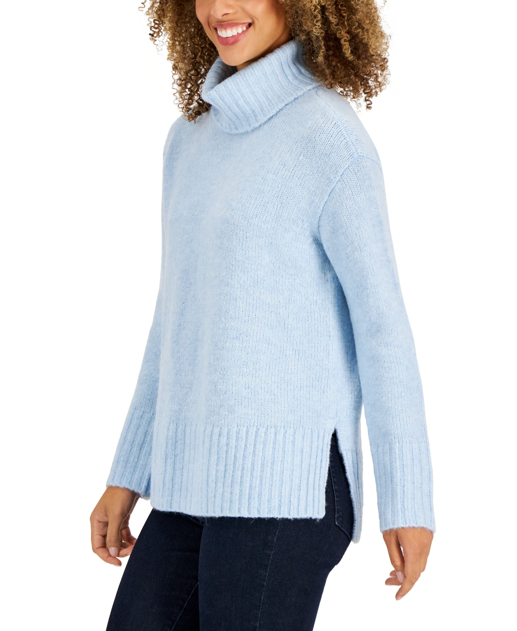 Style & Co Womens Ribbed Trim Turtleneck Sweater