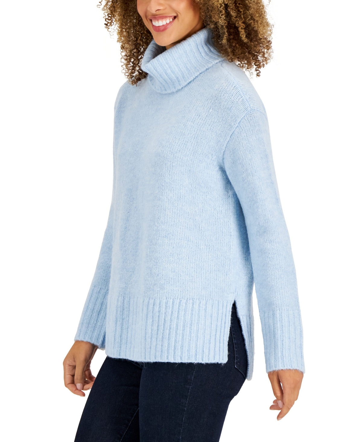 Style & Co Womens Ribbed Trim Turtleneck Sweater