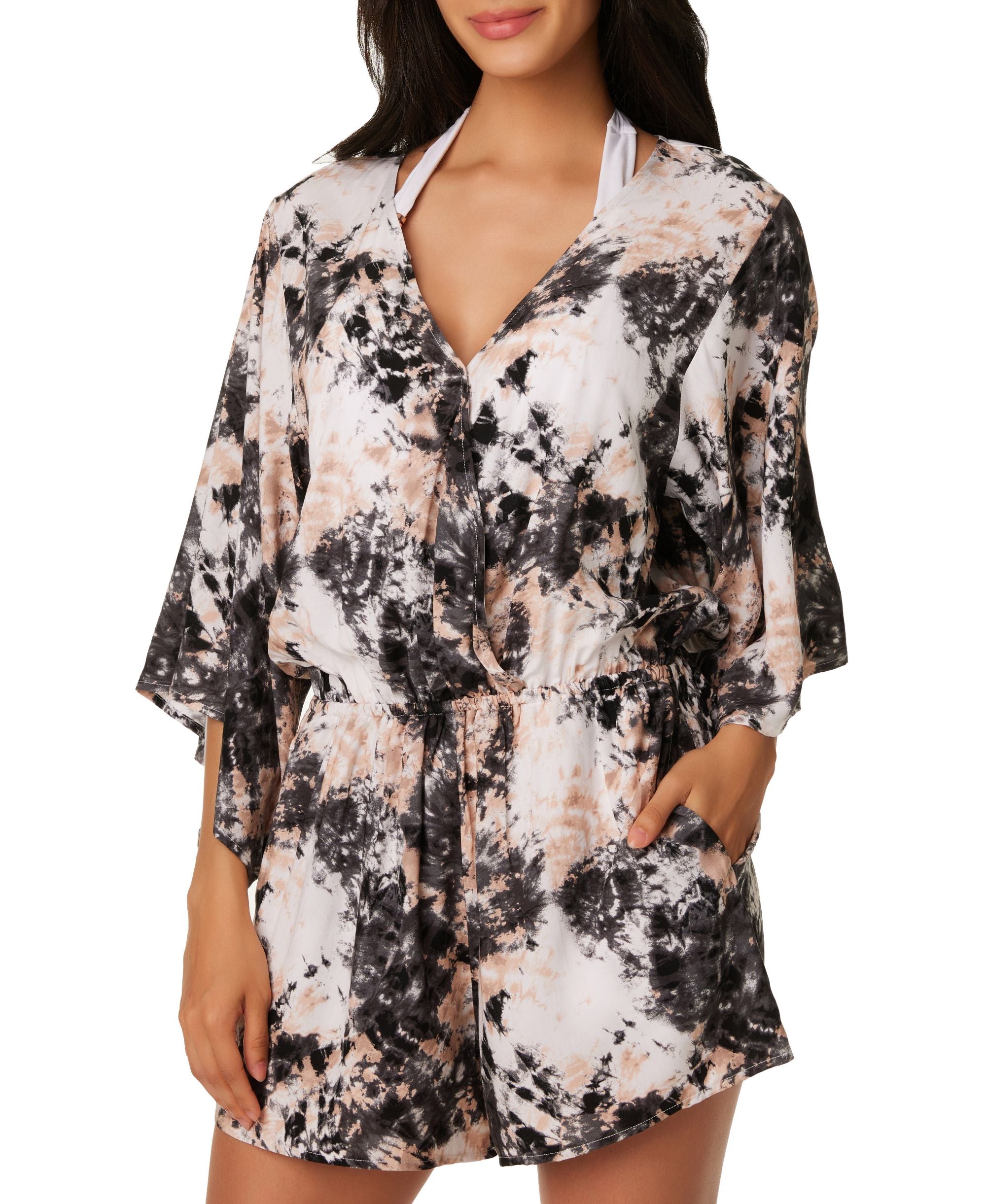 Bar III TIE DYE Wet N Wild Romper Cover-up