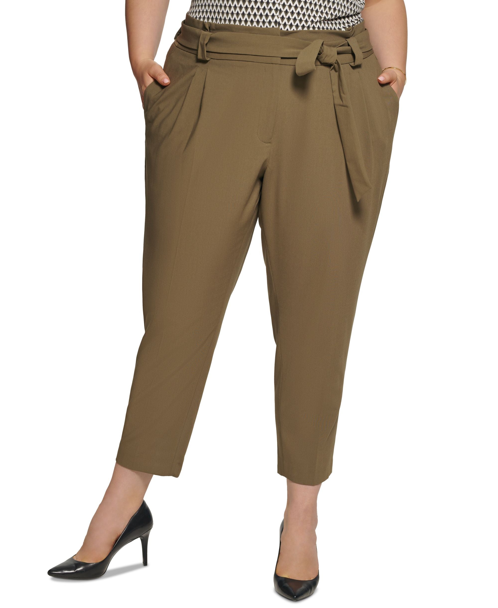 Calvin Klein Plus Size Tie Waist Pants