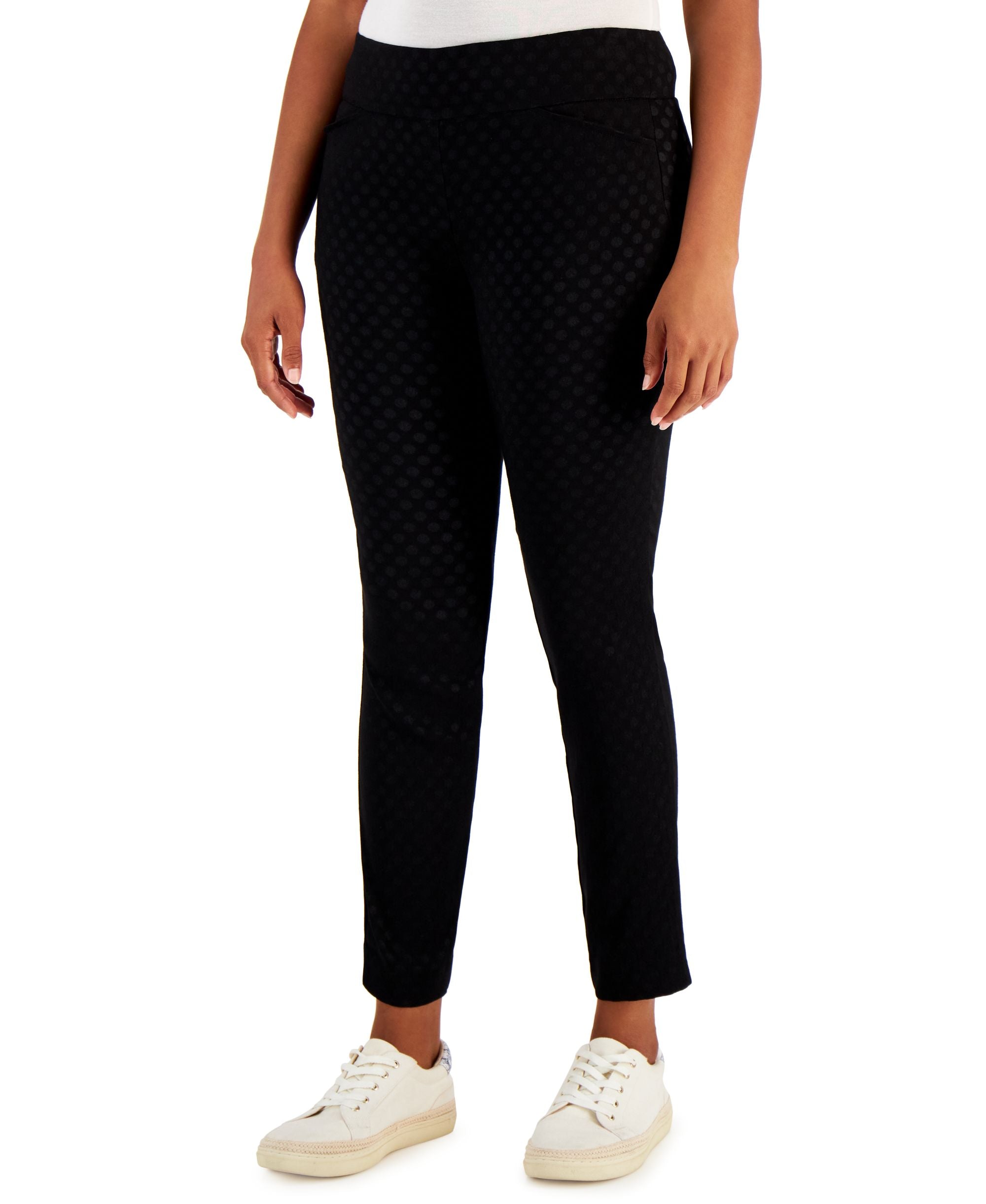 Charter Club Womens Embossed Dot Pull On Skinny Pants