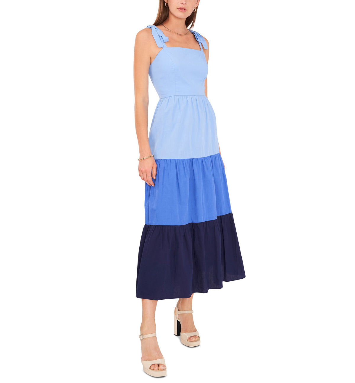 Riley & Rae Womens Cotton Colorblock Midi Dress