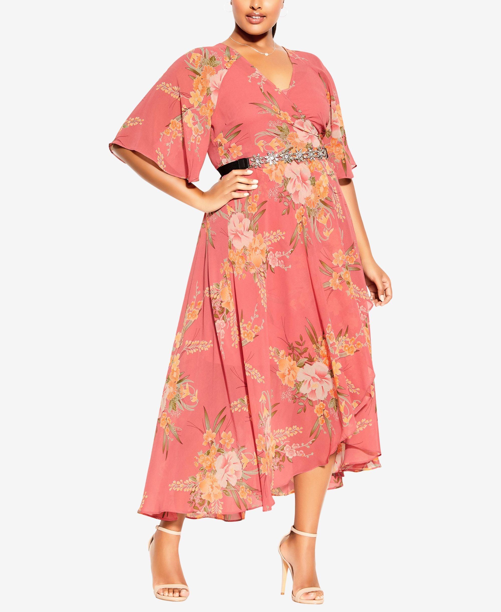 City Chic Grand Floral Wrap Dress