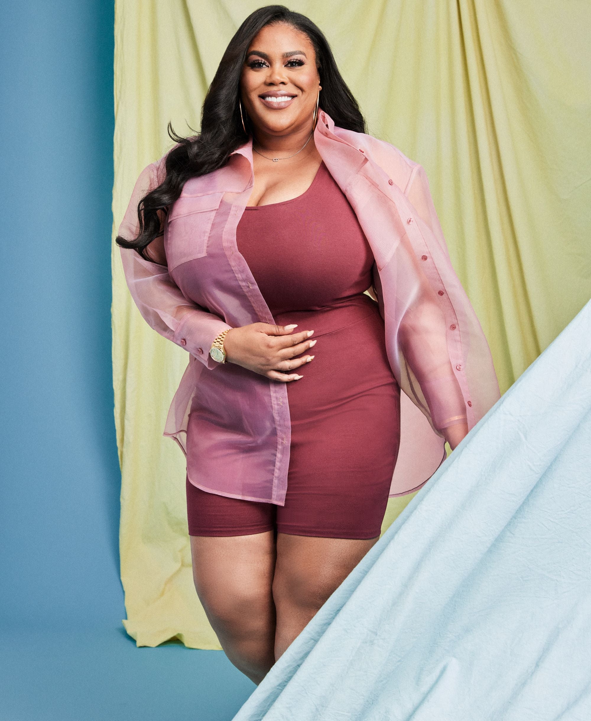 Nina Parker Trendy Plus Size Organza Oversized Shirt