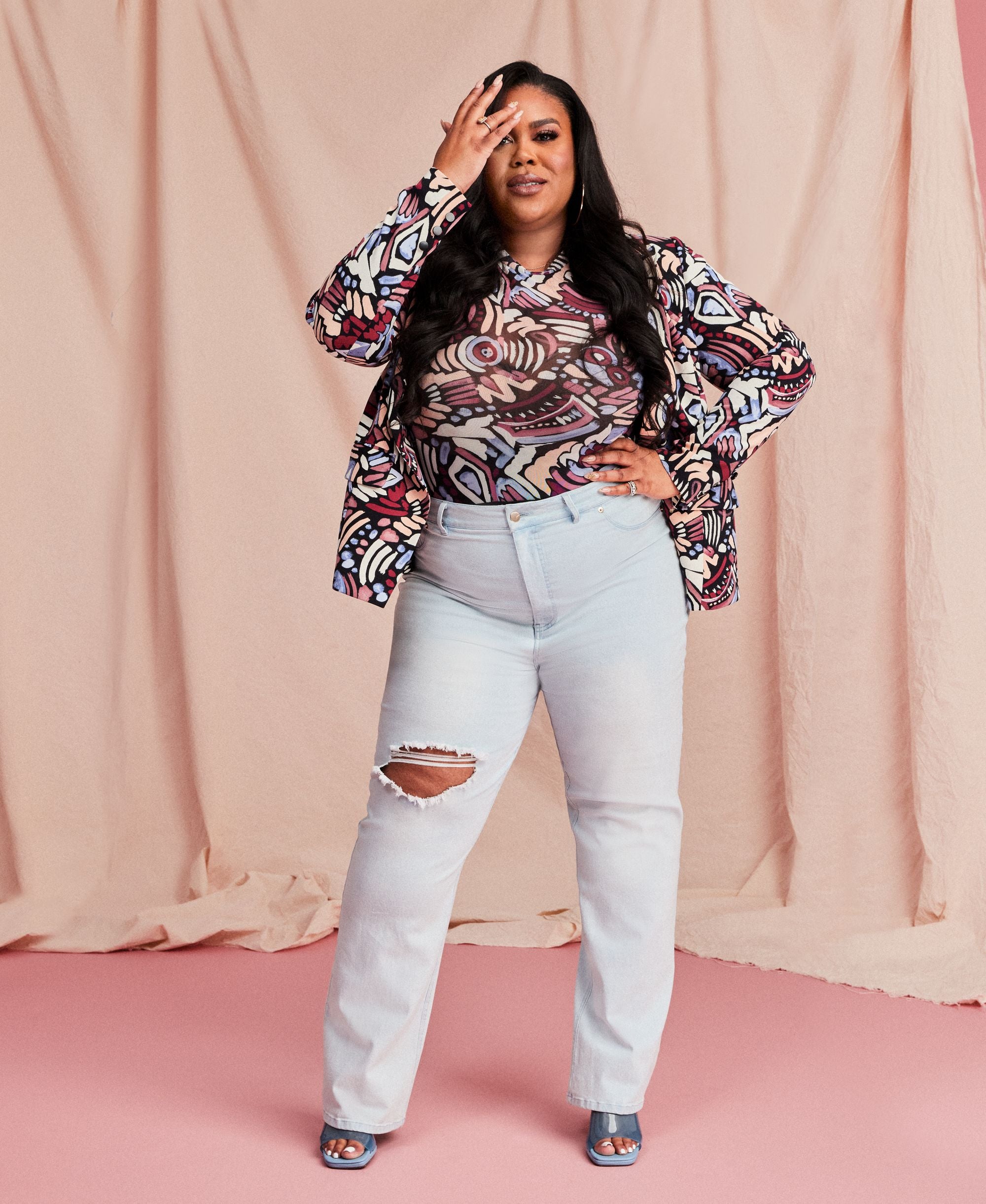 Nina Parker Trendy Plus Size High Waist Wide Leg Jeans