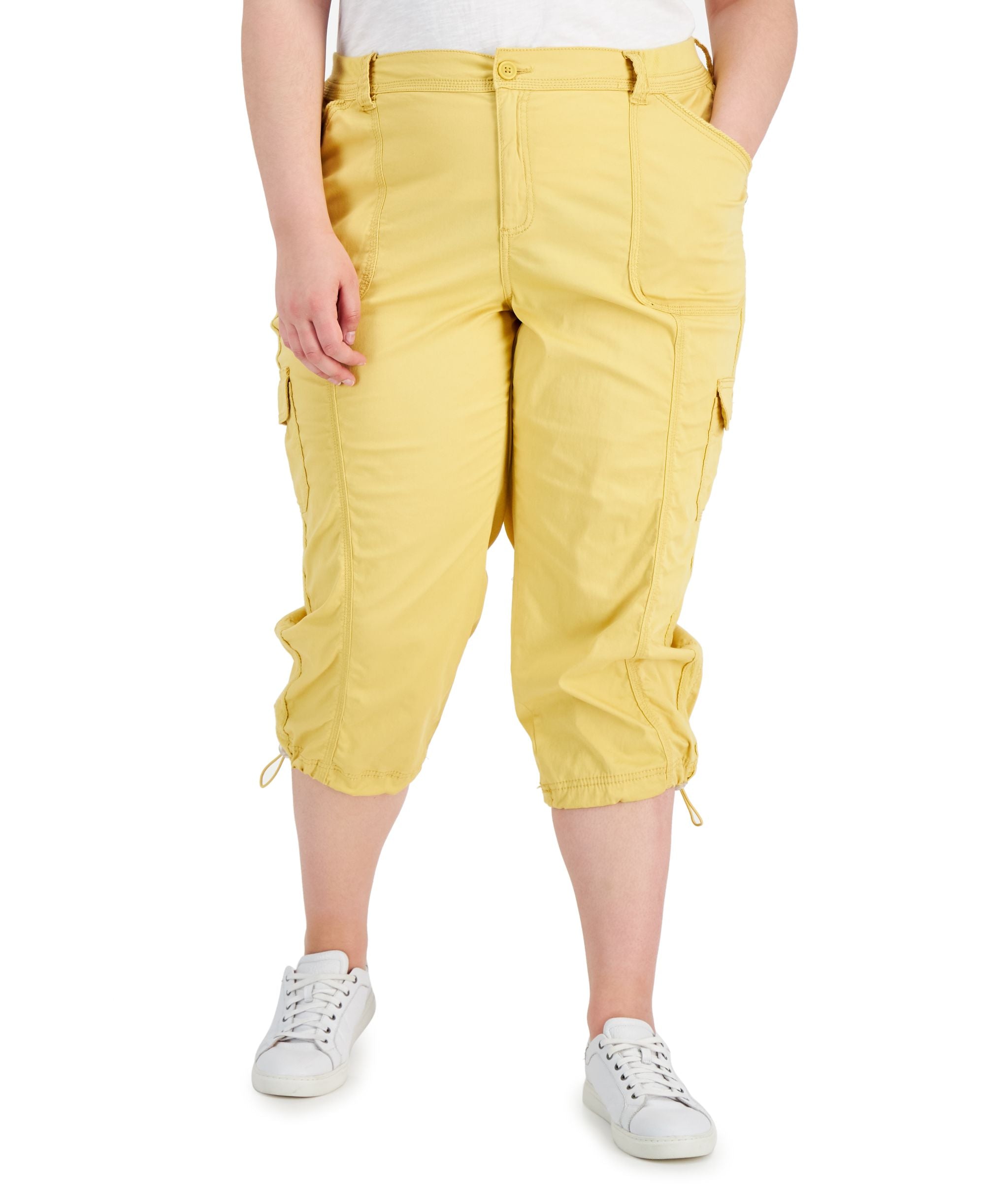 Plus Size Bungee-Hem Capri Pants