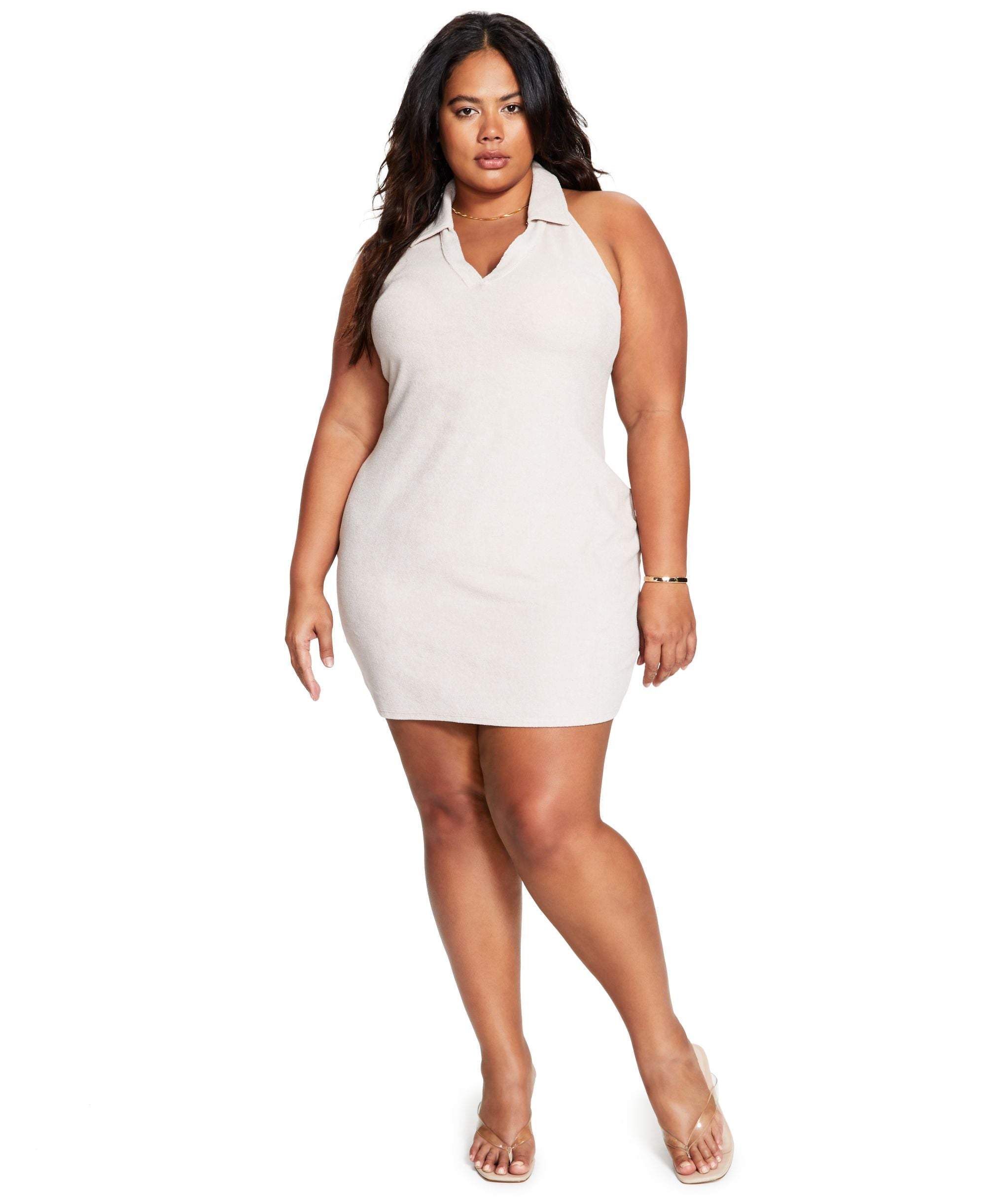 Bar III Trendy Plus Size Terry Halter Mini Dress