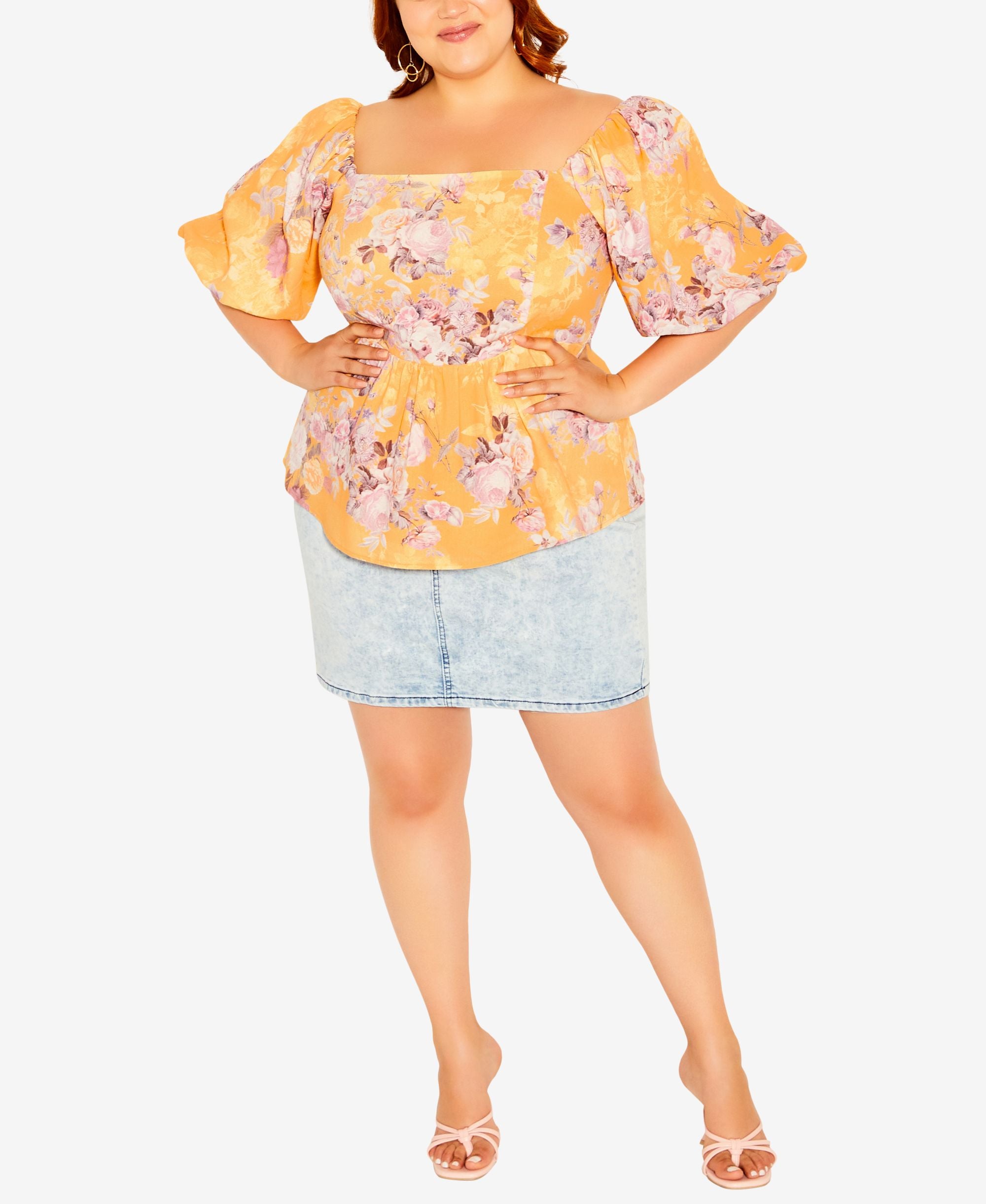 City Chic Trendy Plus Size Sweet Lisbon Square Neck Top