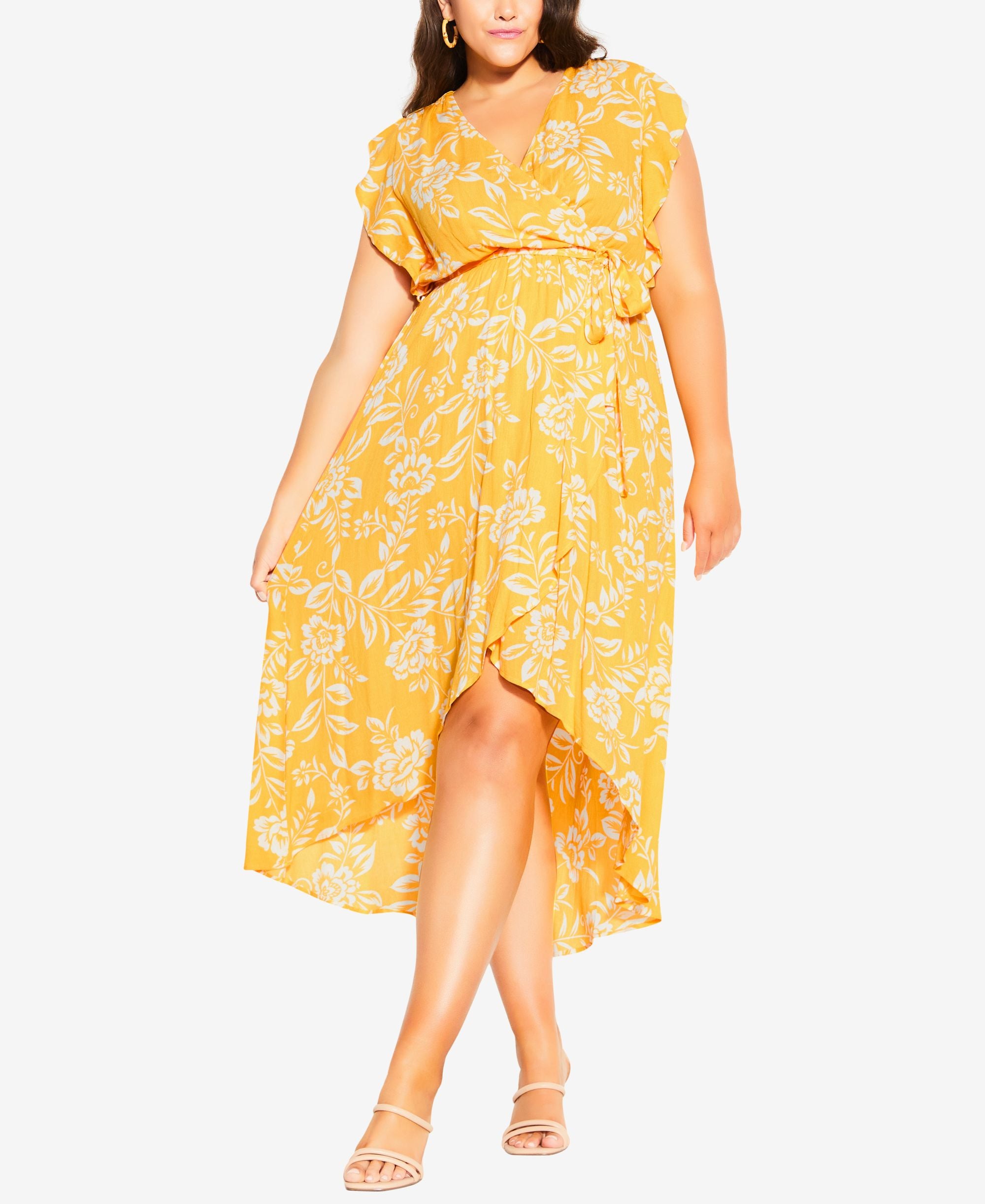 City Chic Castaway Floral High-Low Maxi Dress