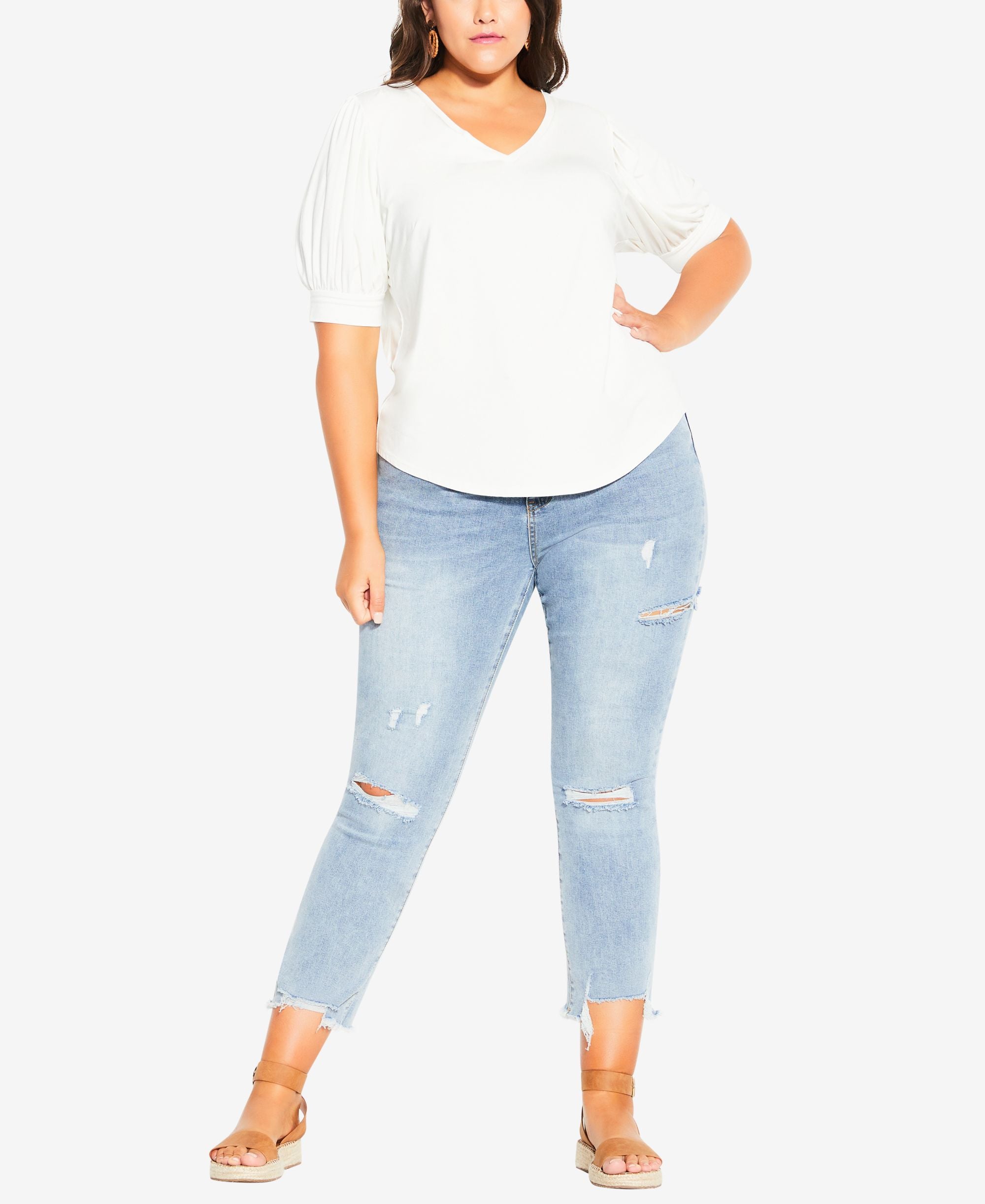 City Chic Trendy Plus Size V Sweet Sleeve V Neck Top