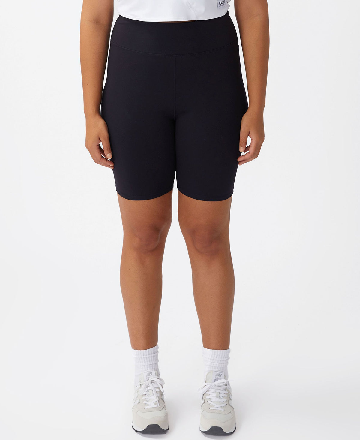 Trendy Plus Size Active High Waist Mid Length Bike Shorts