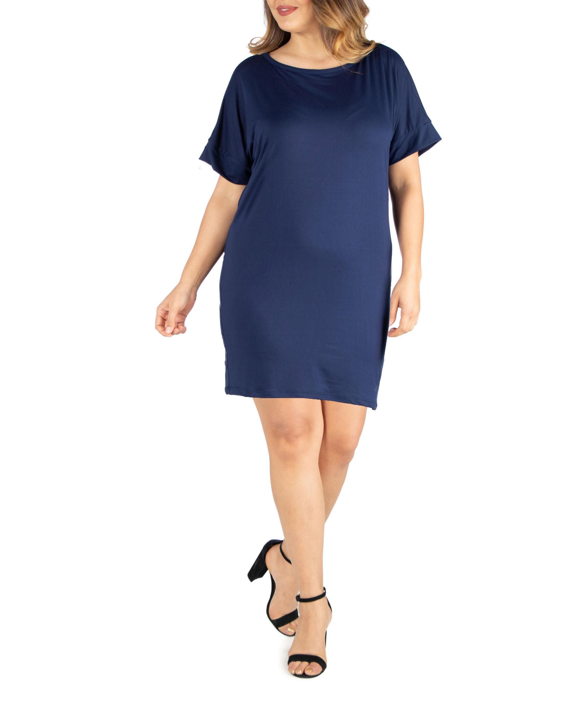 24seven Comfort Apparel Plus Size Loose Fitting T-Shirt Dress