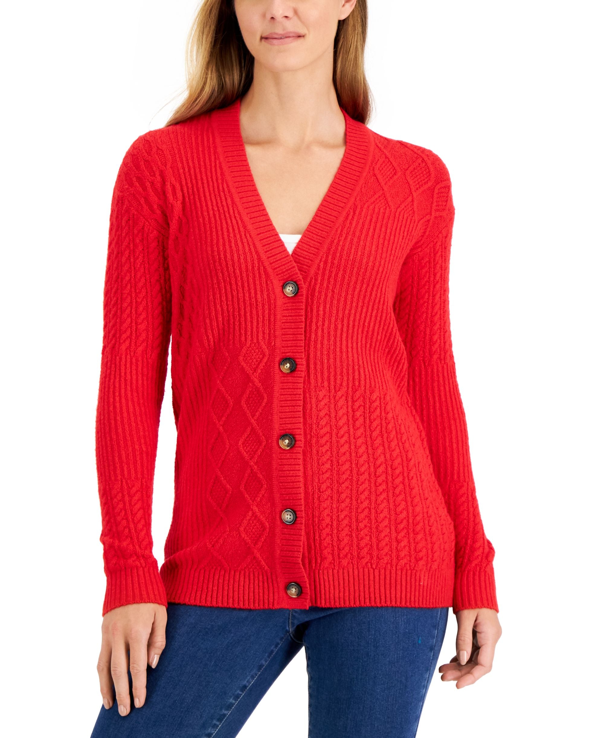 Charter Club Womens Solid Knit Cardigan