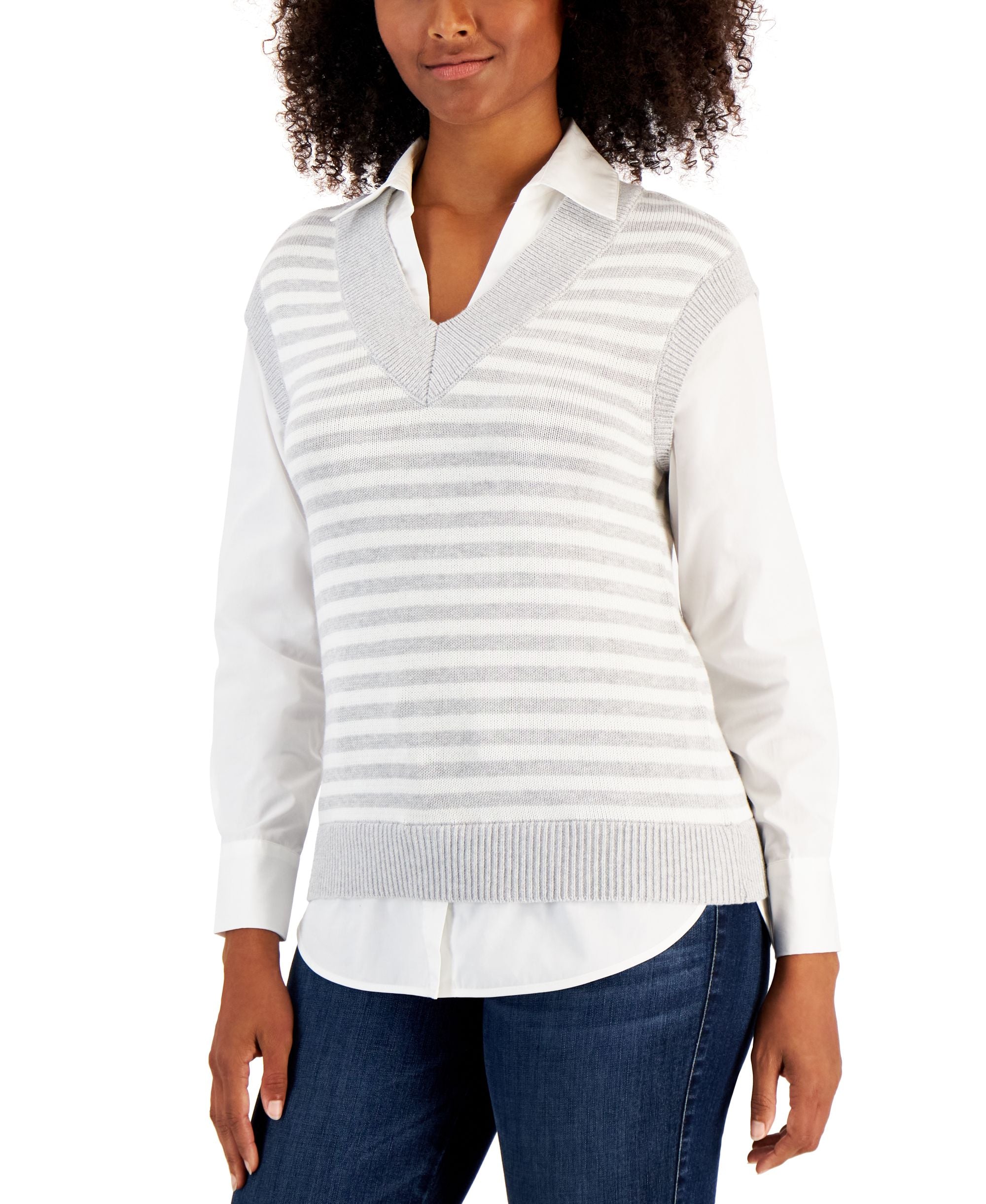 Charter Club Womens Layered Sweater Vest Shirt