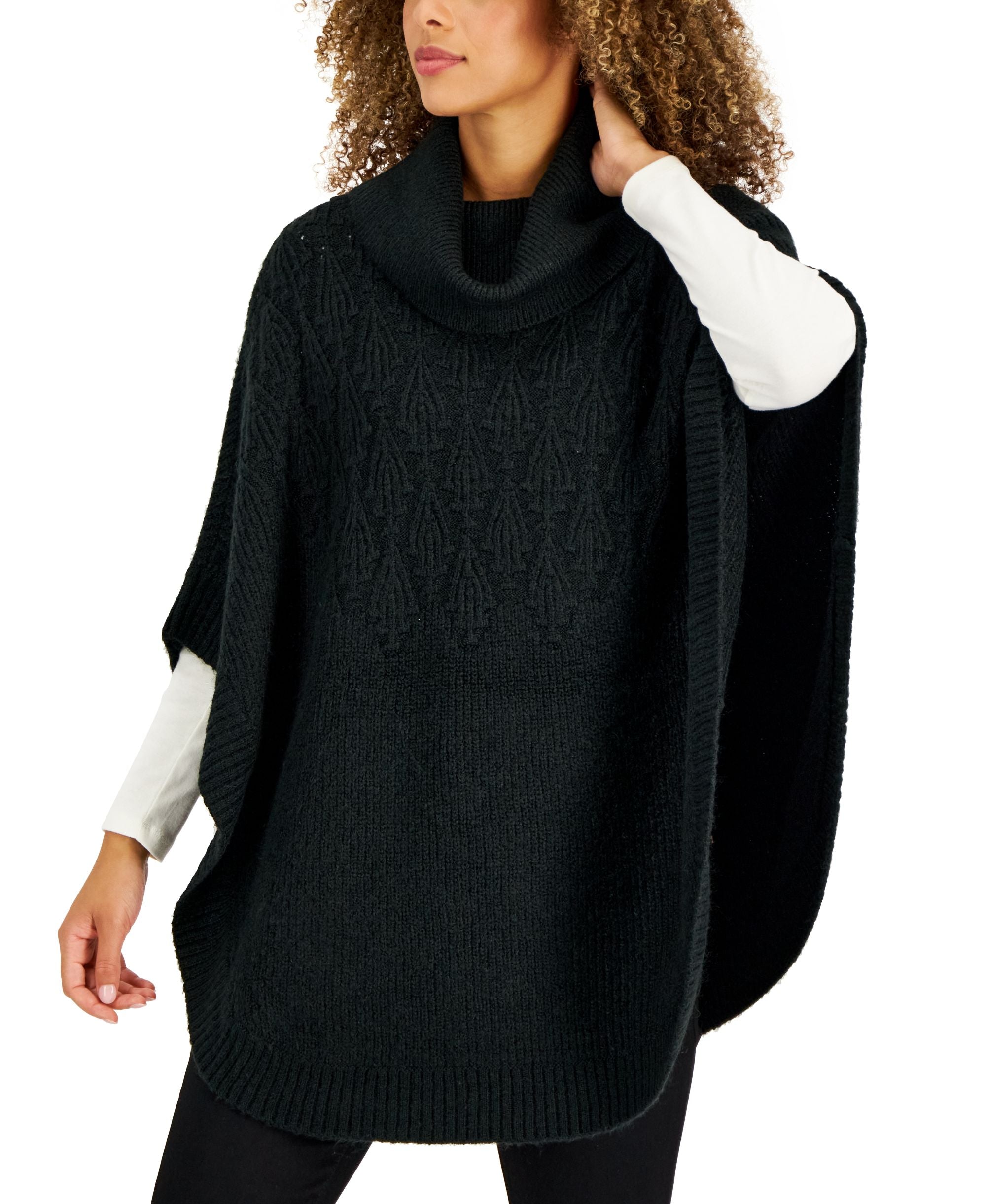 Charter Club Womens Turtleneck Sweater Poncho