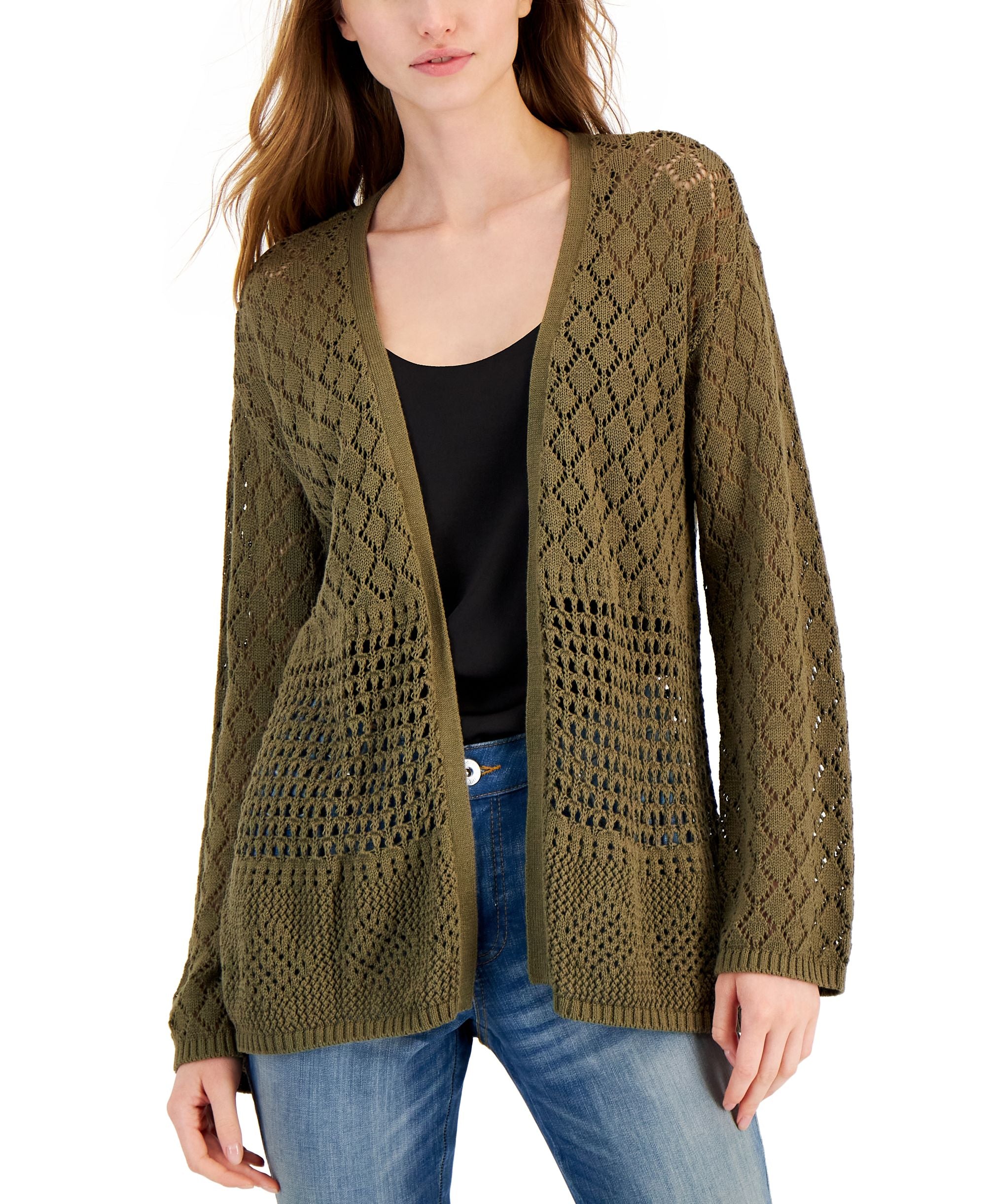 INC International Concepts Womens Crochet Cardigan