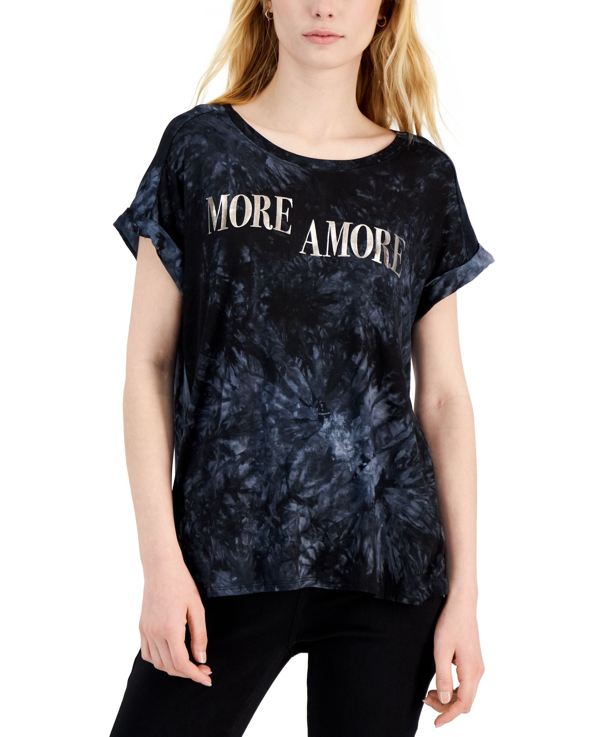 Inc International Concepts Womens More Amore Graphic Tie Dye T-Shirt