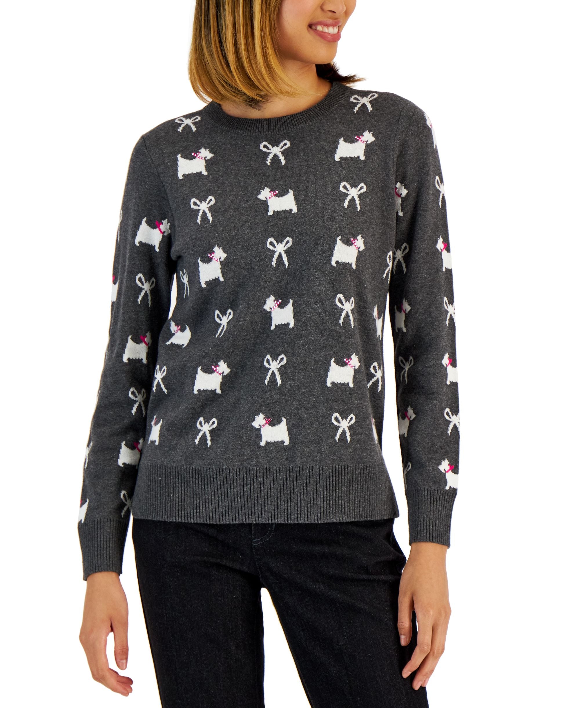 Charter Club Printed Terrier Bow Sweater