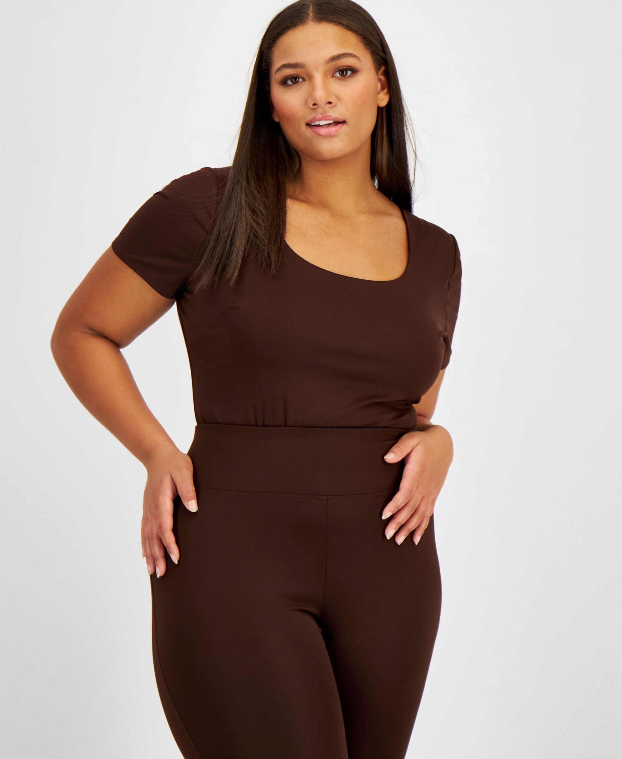 Trendy Plus Size Sculpting Short-Sleeve Bodysuit