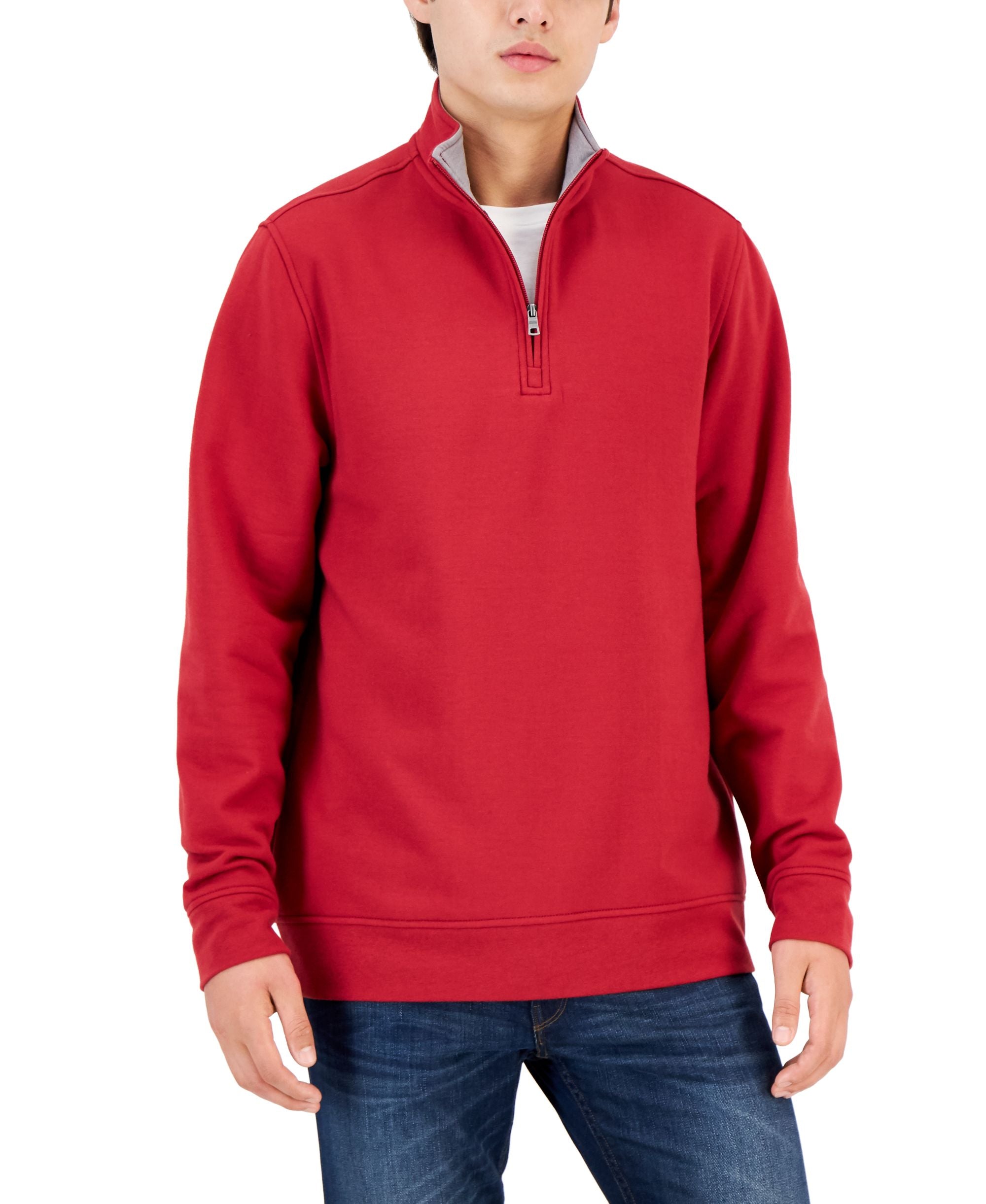 Club Room Mens Stretch Quarter Zip Fleece Sweatshirt