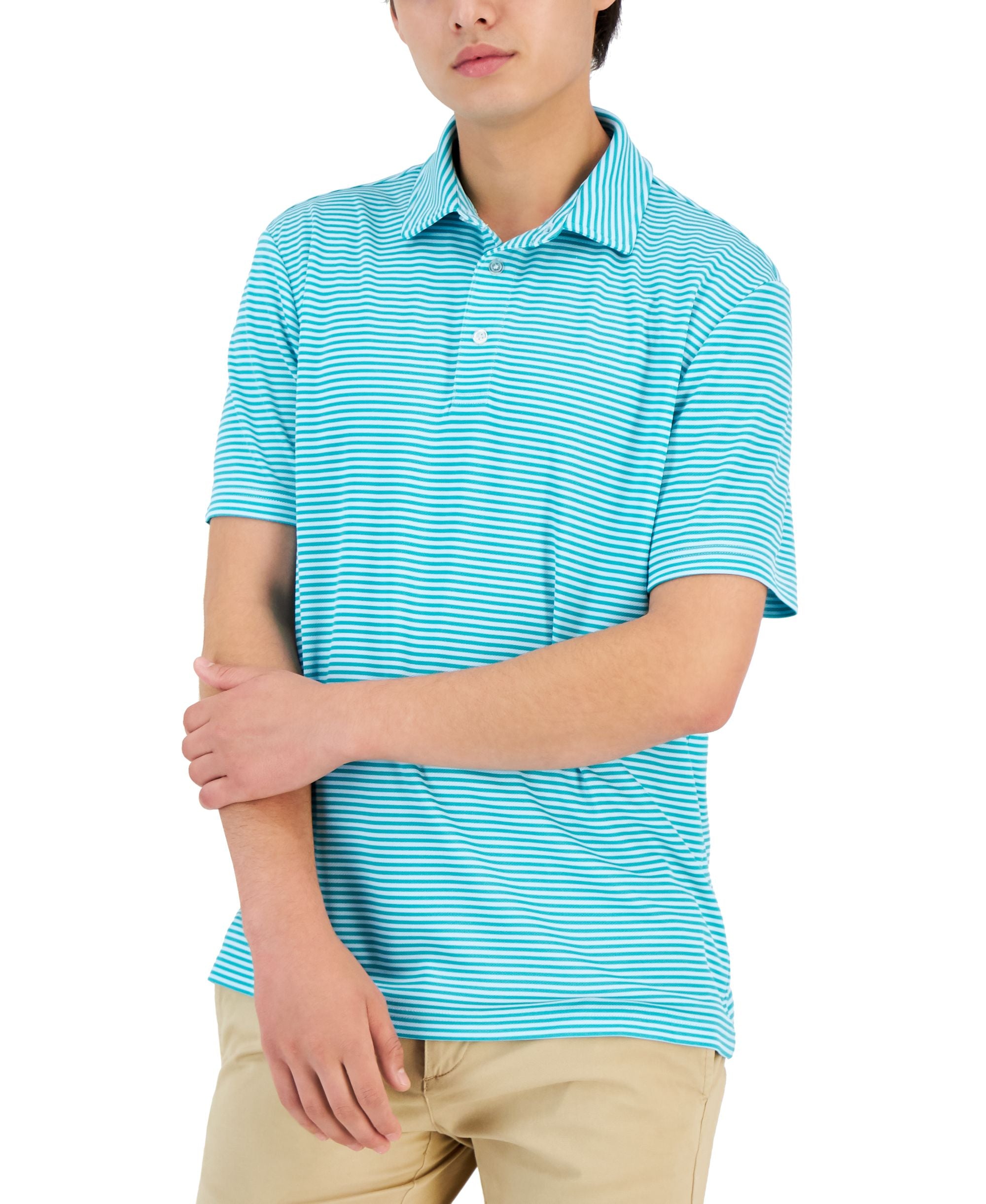 Club Room Mens Mini Striped Tech Polo