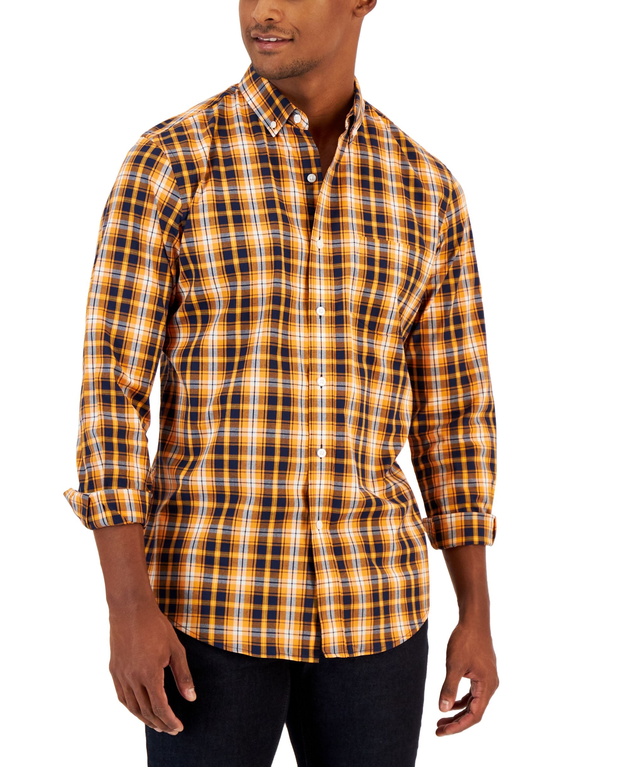 Club Room Mens Pascal Classic Fit Plaid Button Down Shirt
