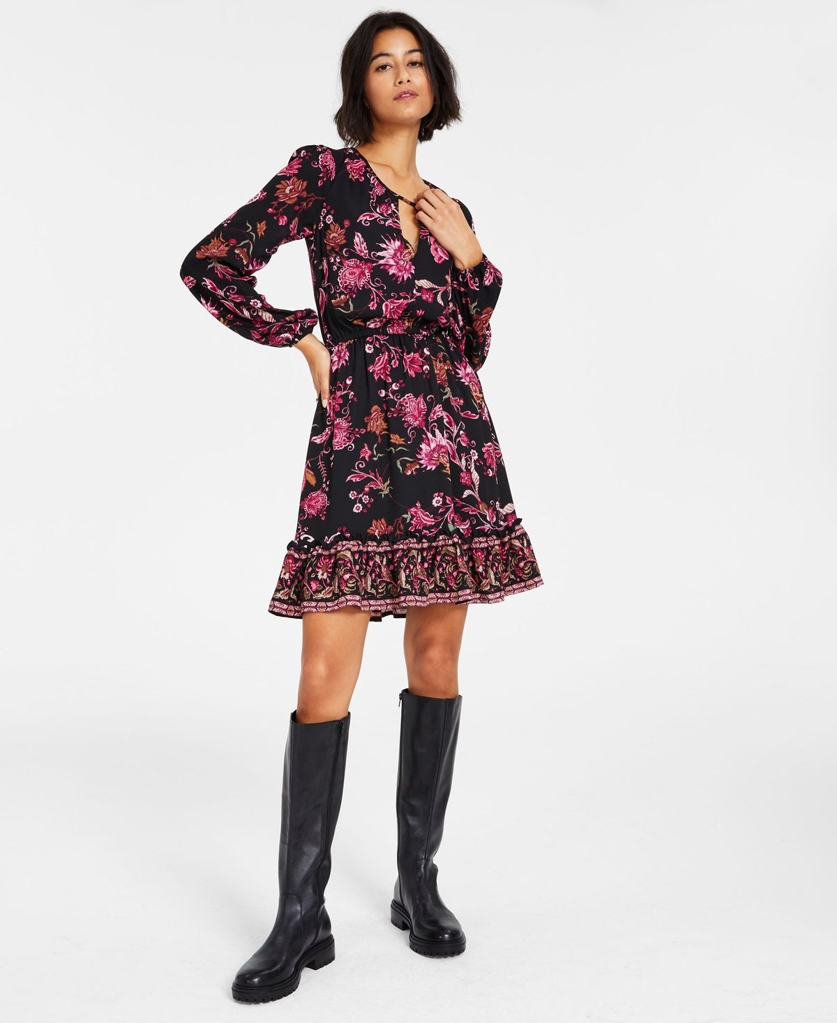 INC International Concepts Petite Printed A Line Mini Dress