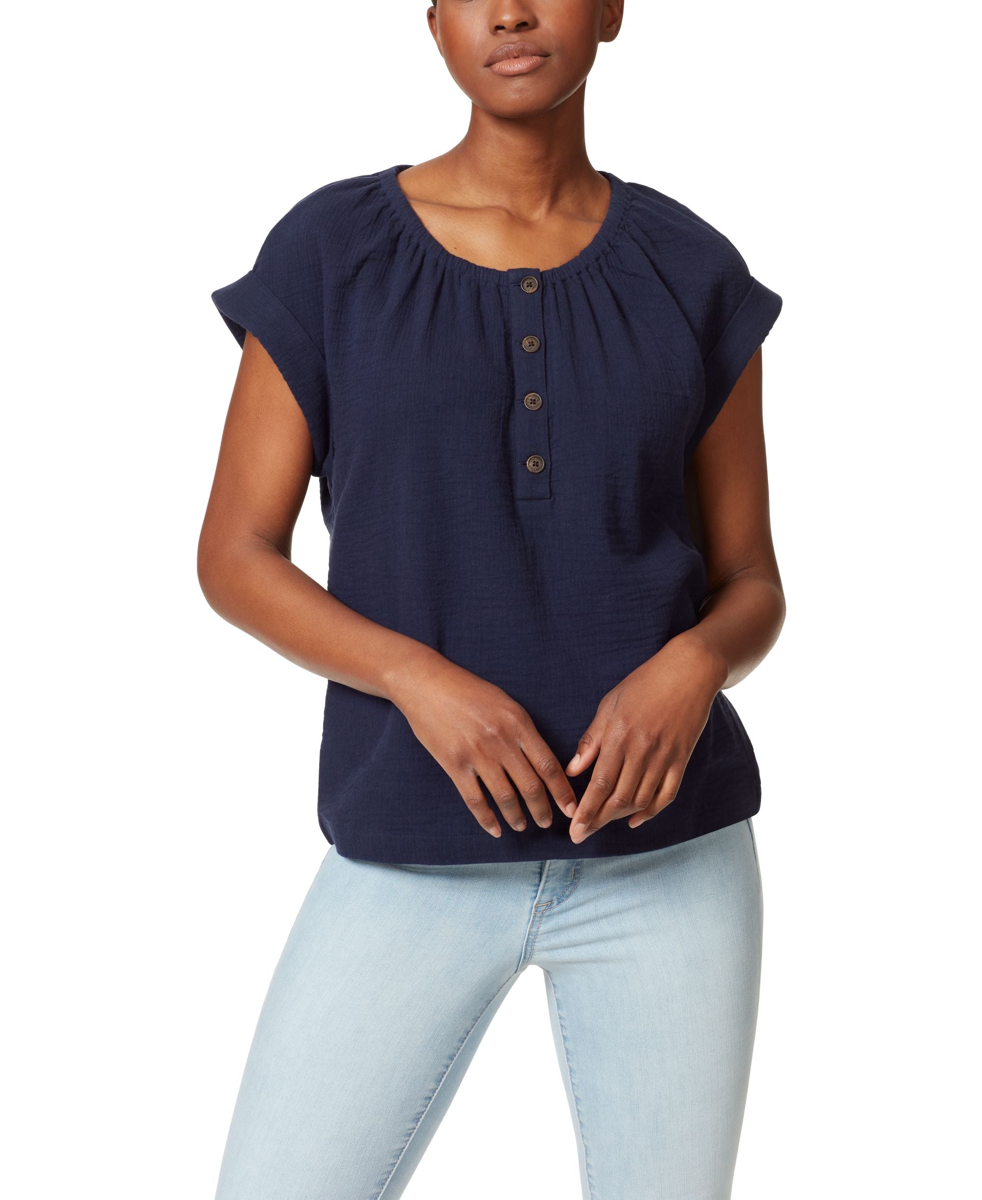 Womens Aliyah Roll Sleeve Top