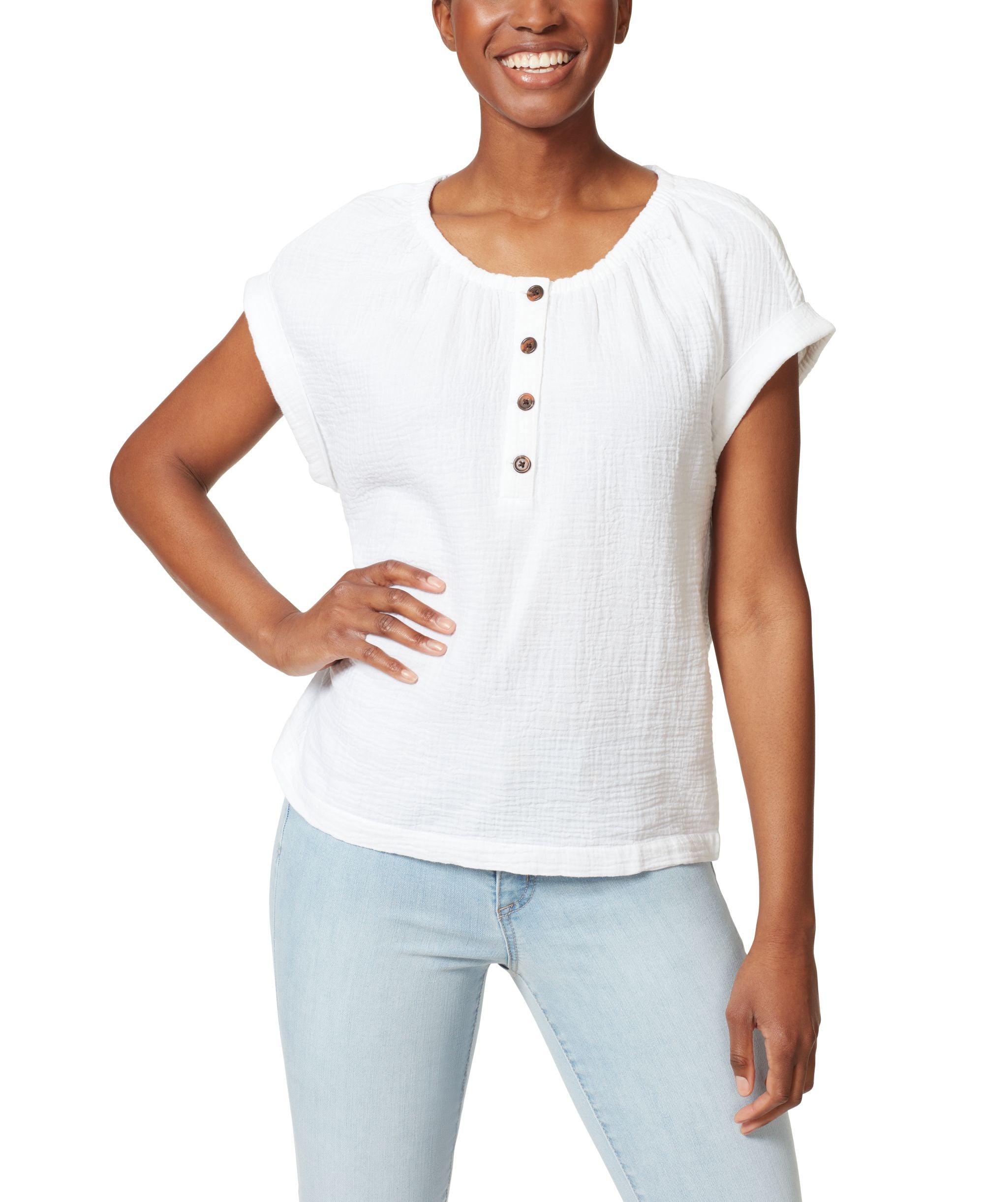 Womens Aliyah Roll Sleeve Top