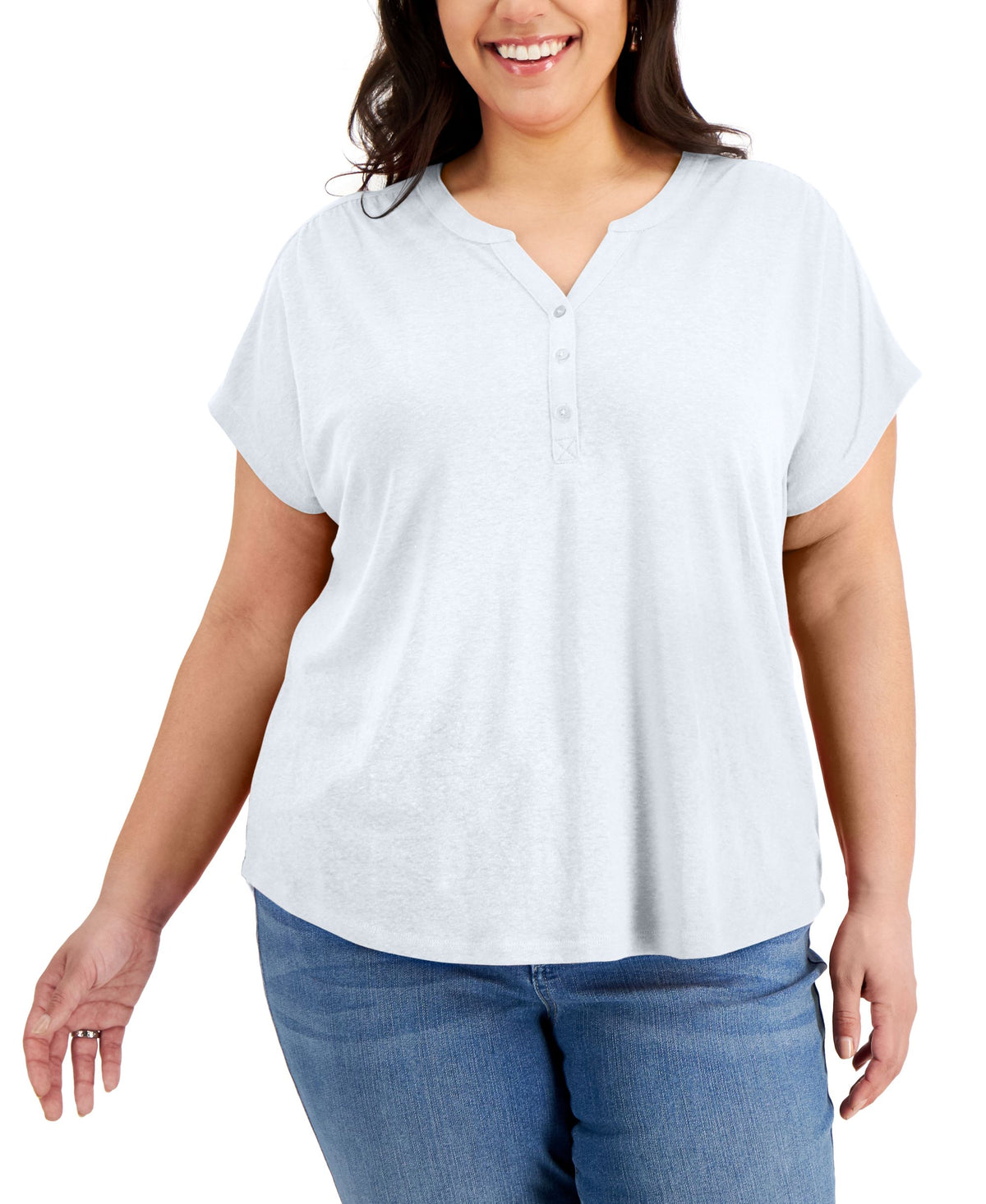 Style & Co Plus Size Split Neck Top