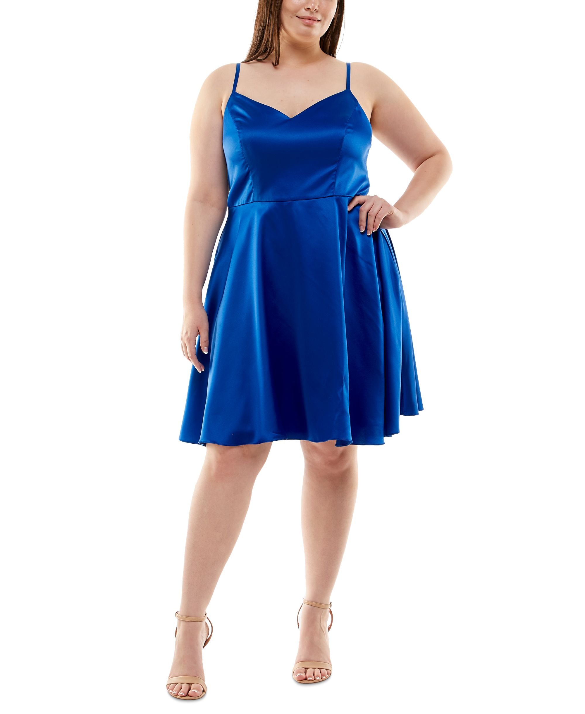 B Darlin Trendy Plus Size Satin A Line Dress