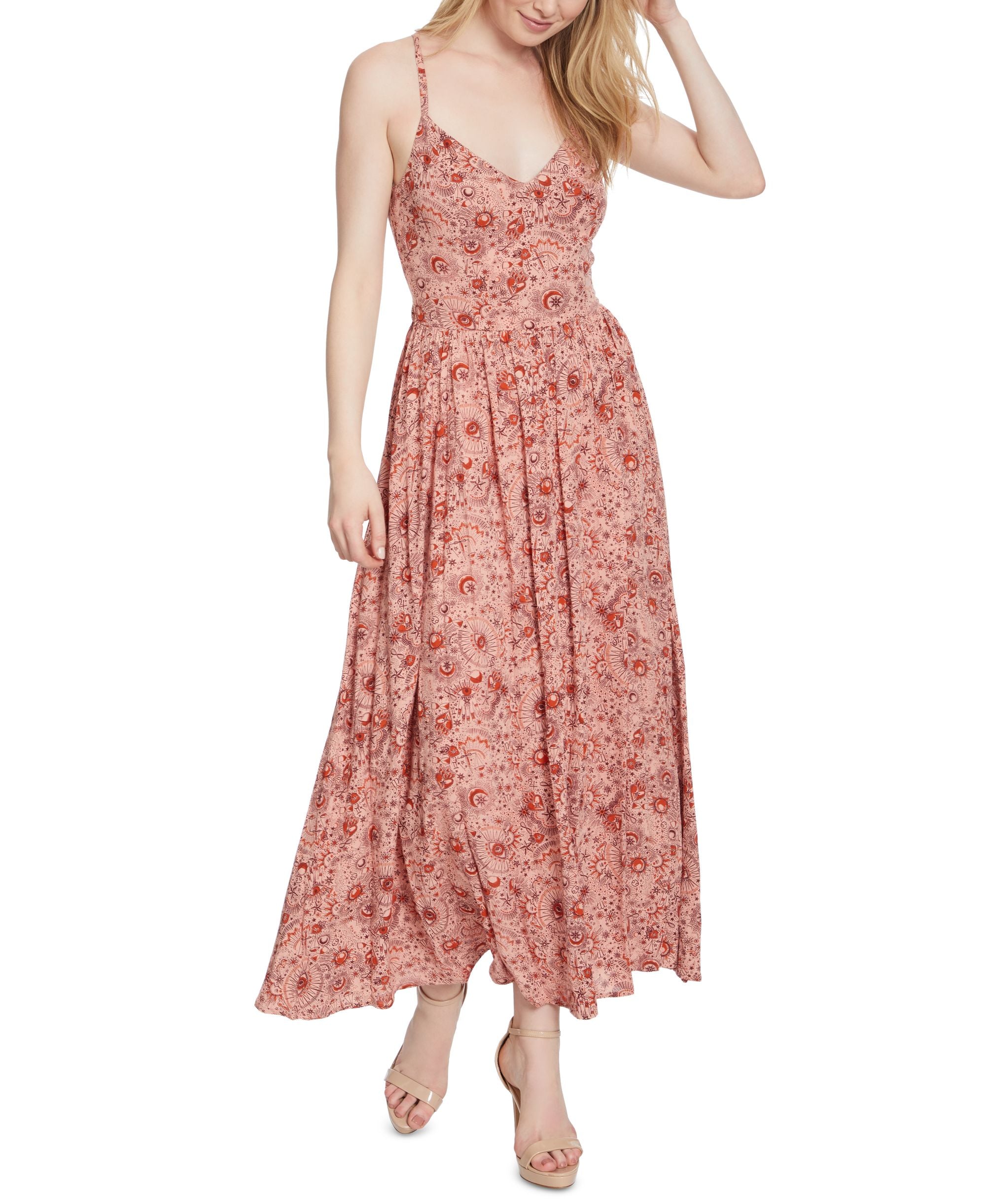 Jessica Simpson Womens Clia V Neck Long Maxi Dress