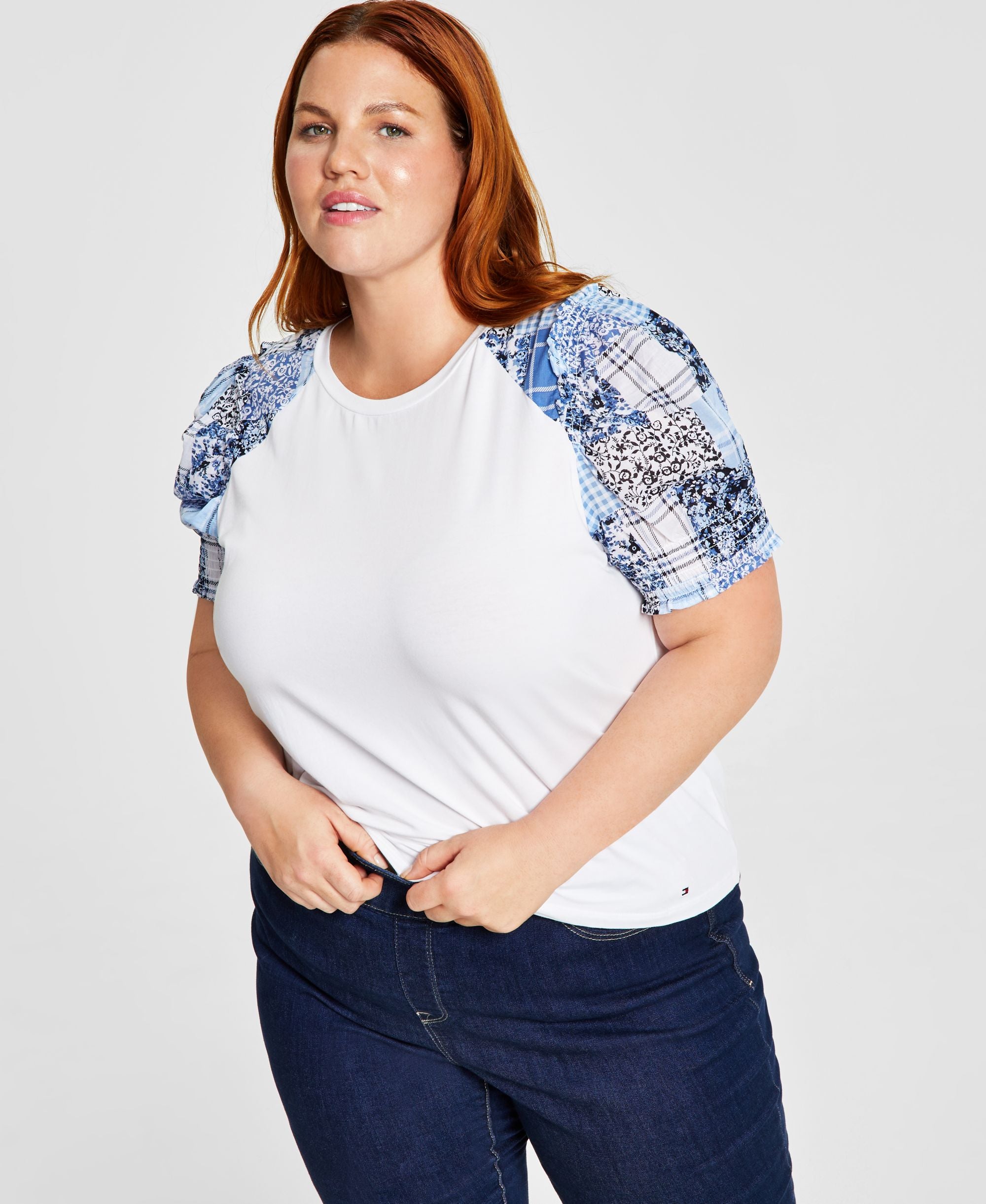 Tommy Hilfiger Plus Size Mixed Media Top