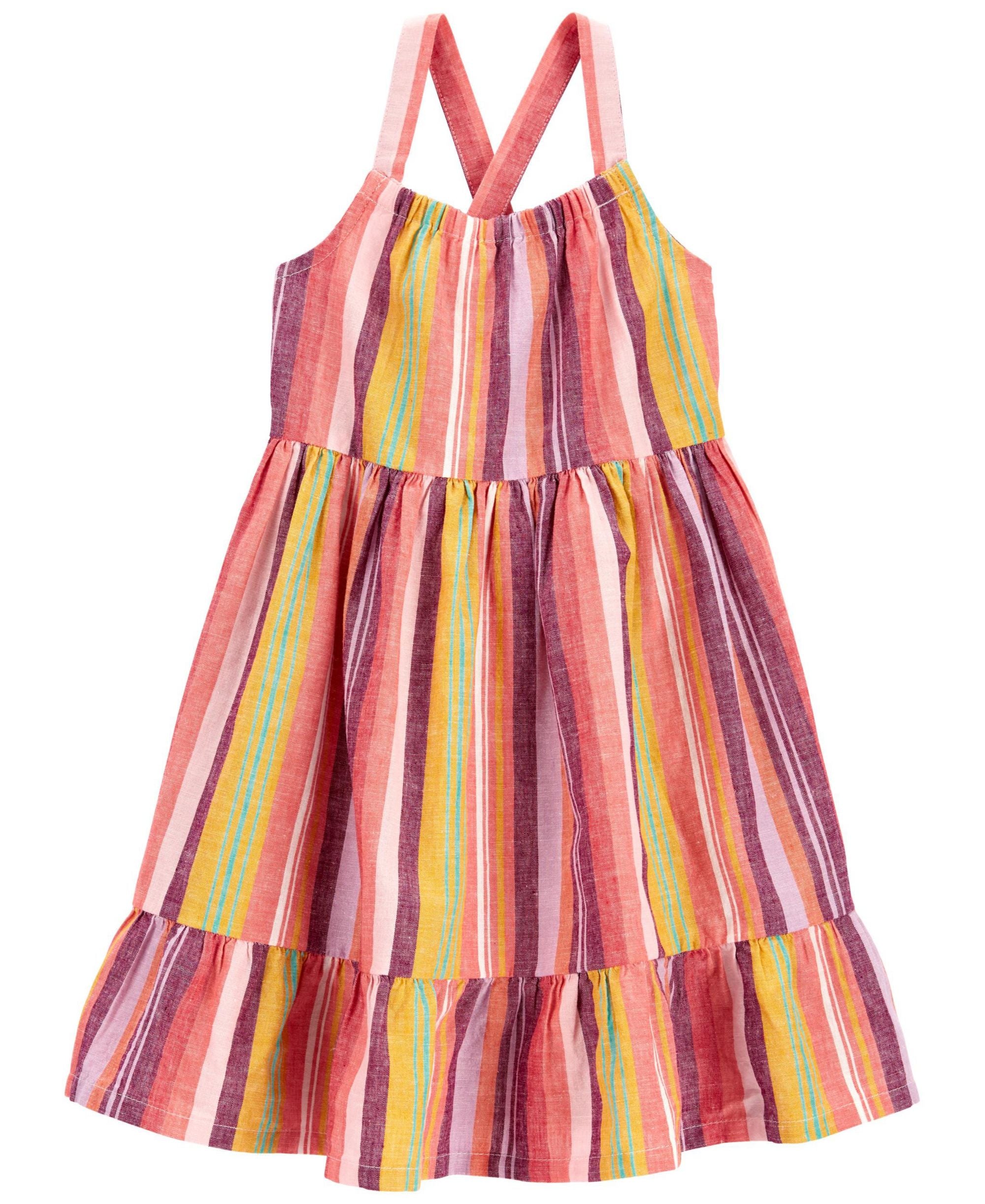 Toddler Girls Striped Linen Dress