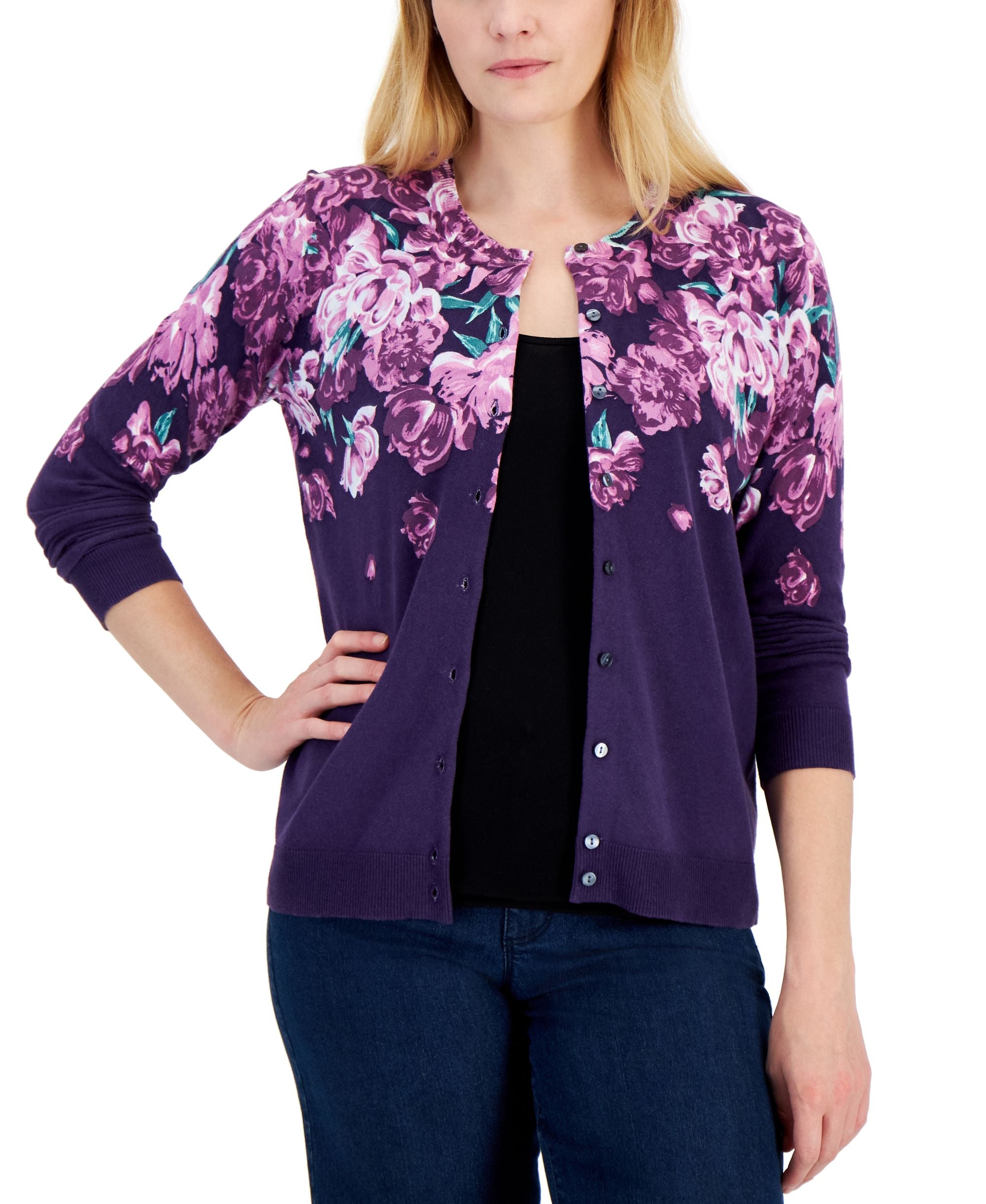 Women's Floral Button Cardigan