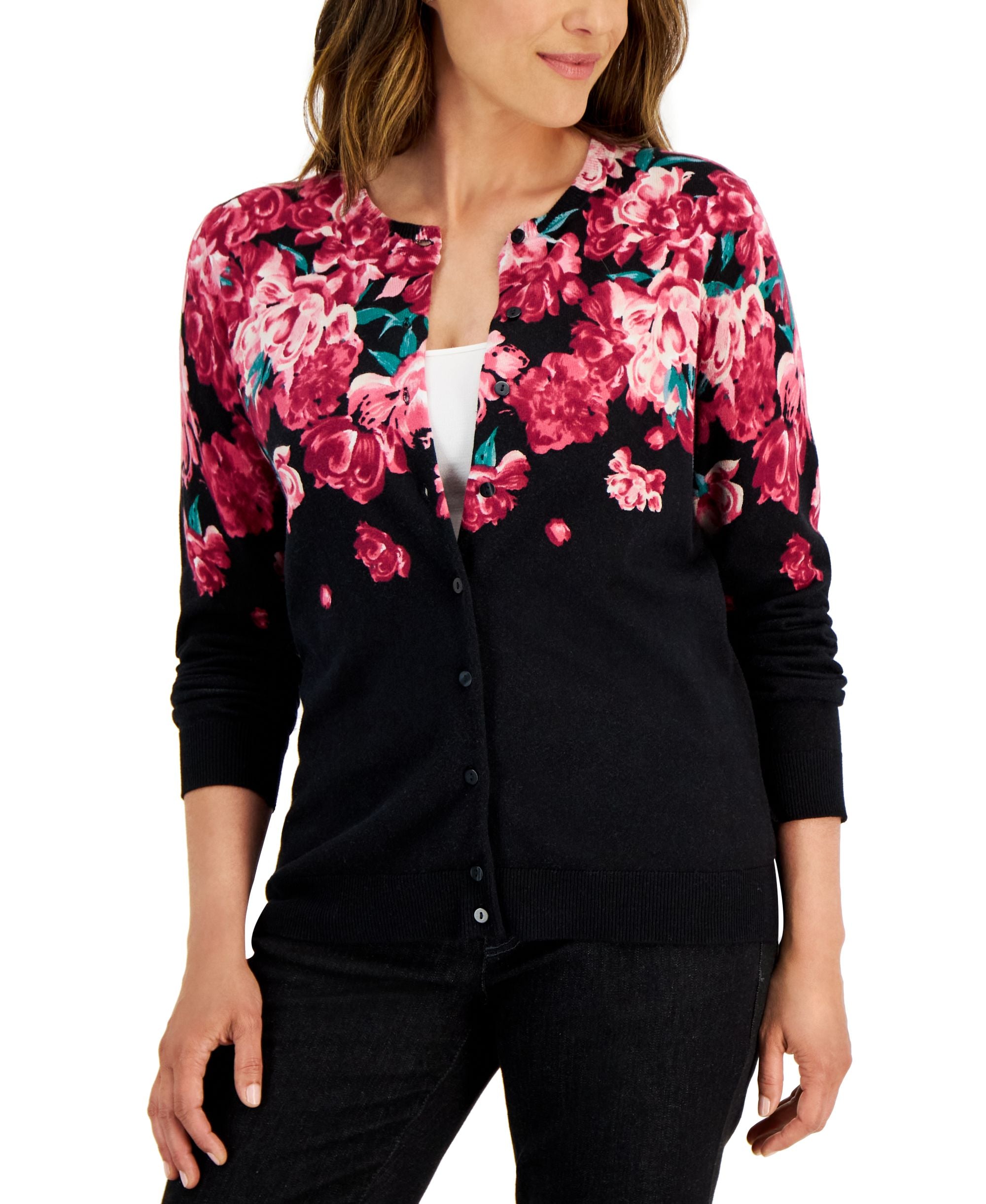 Women's Floral Button Cardigan