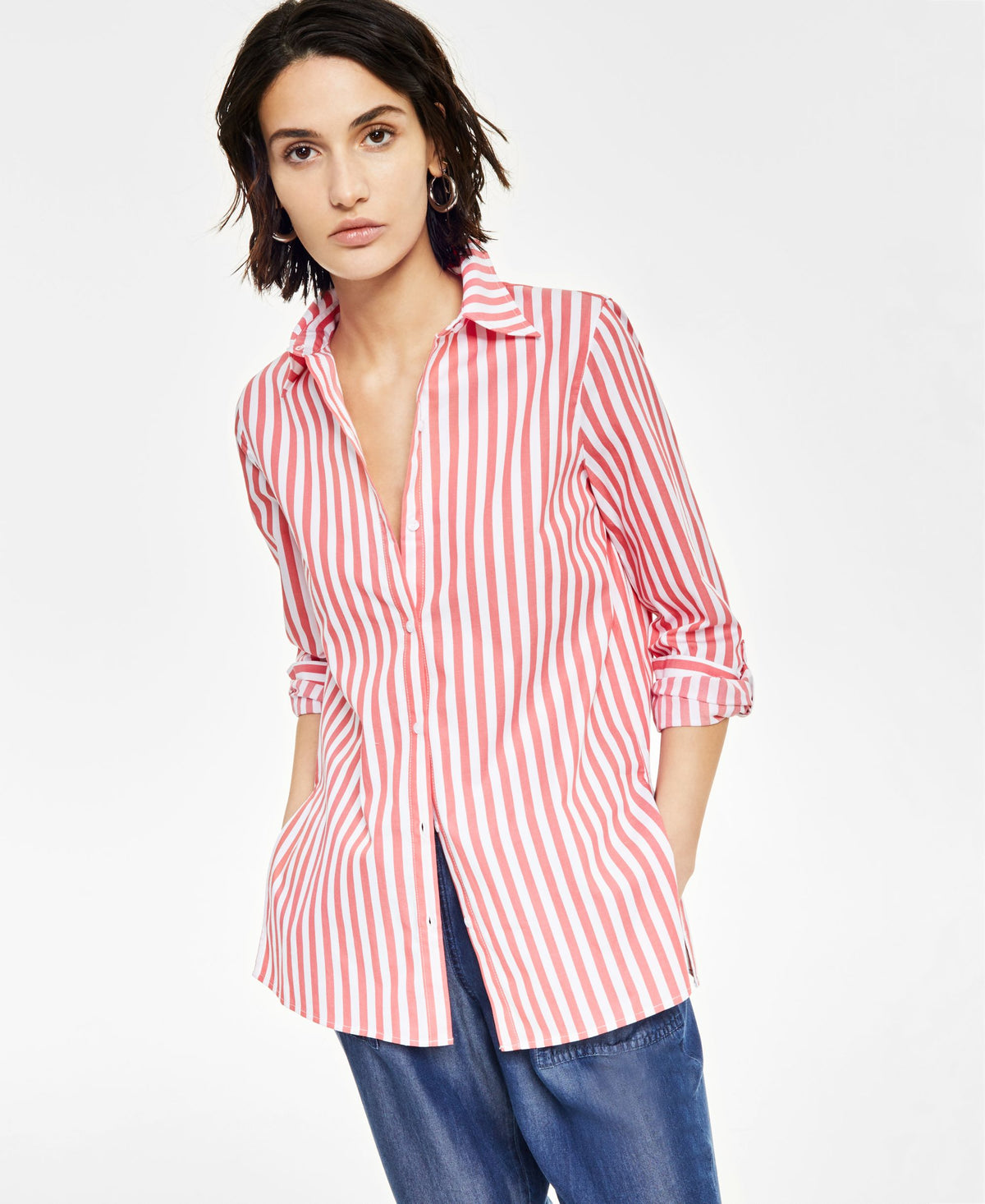 Bar III Womens Oversized Shirt
