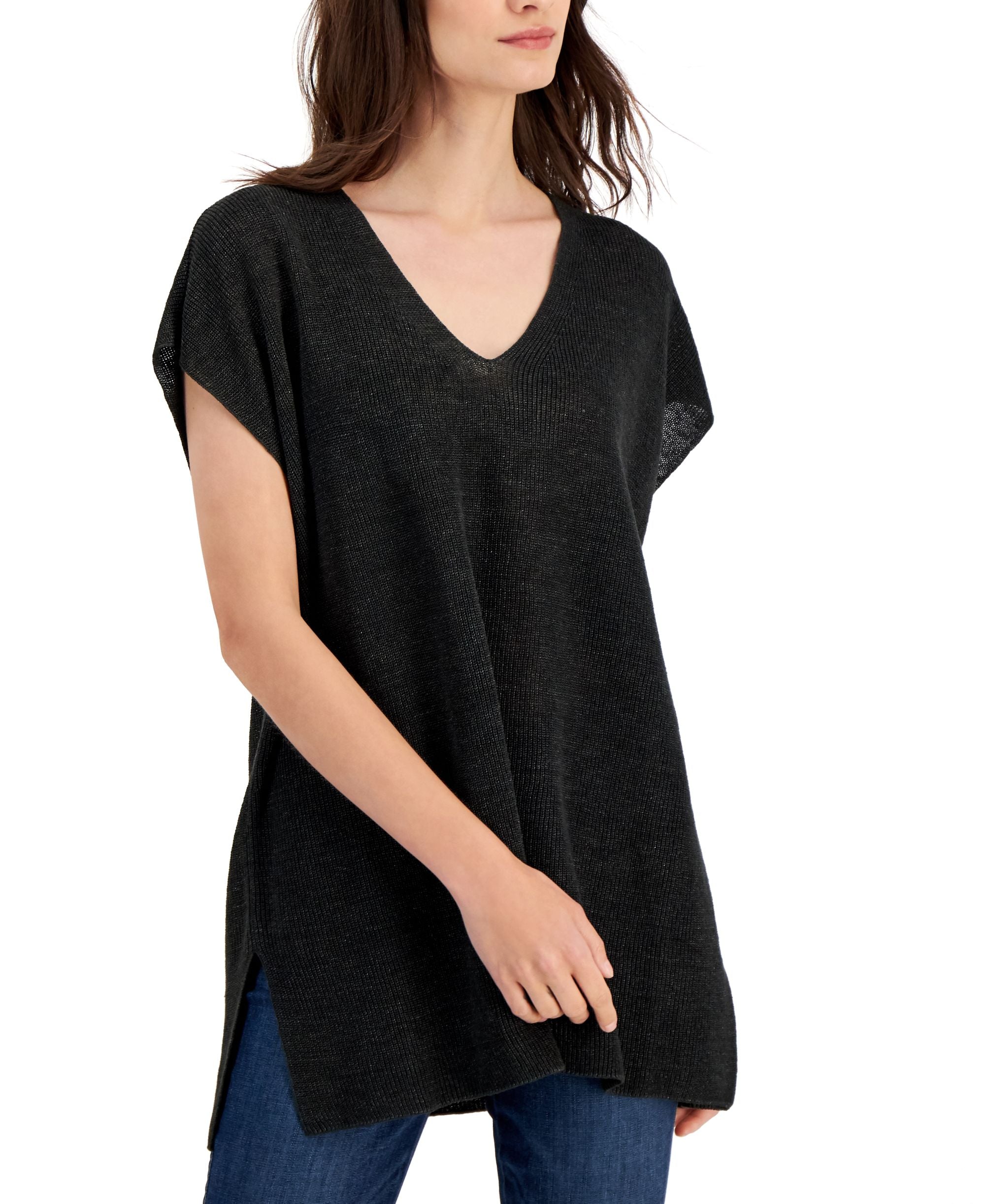 Eileen Fisher Womens Organic Linen V-Neck Sleeveless Top