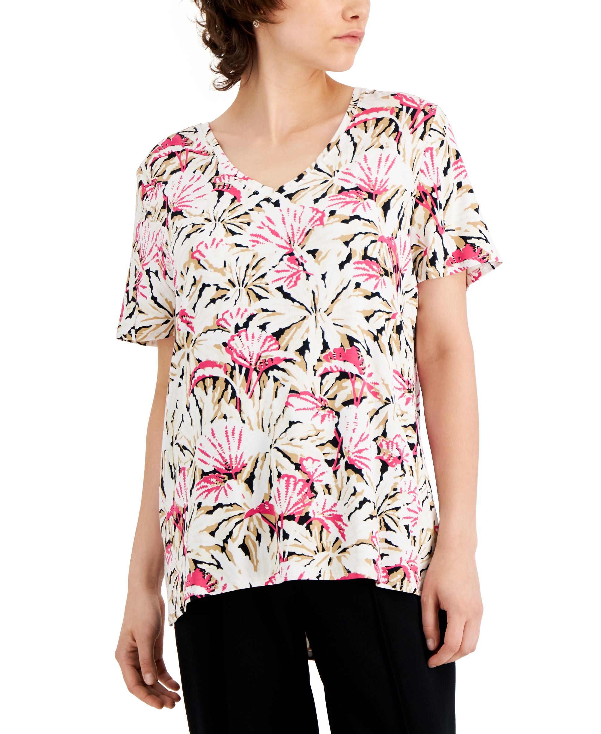 Women's Printed V-Neck T-Shirt