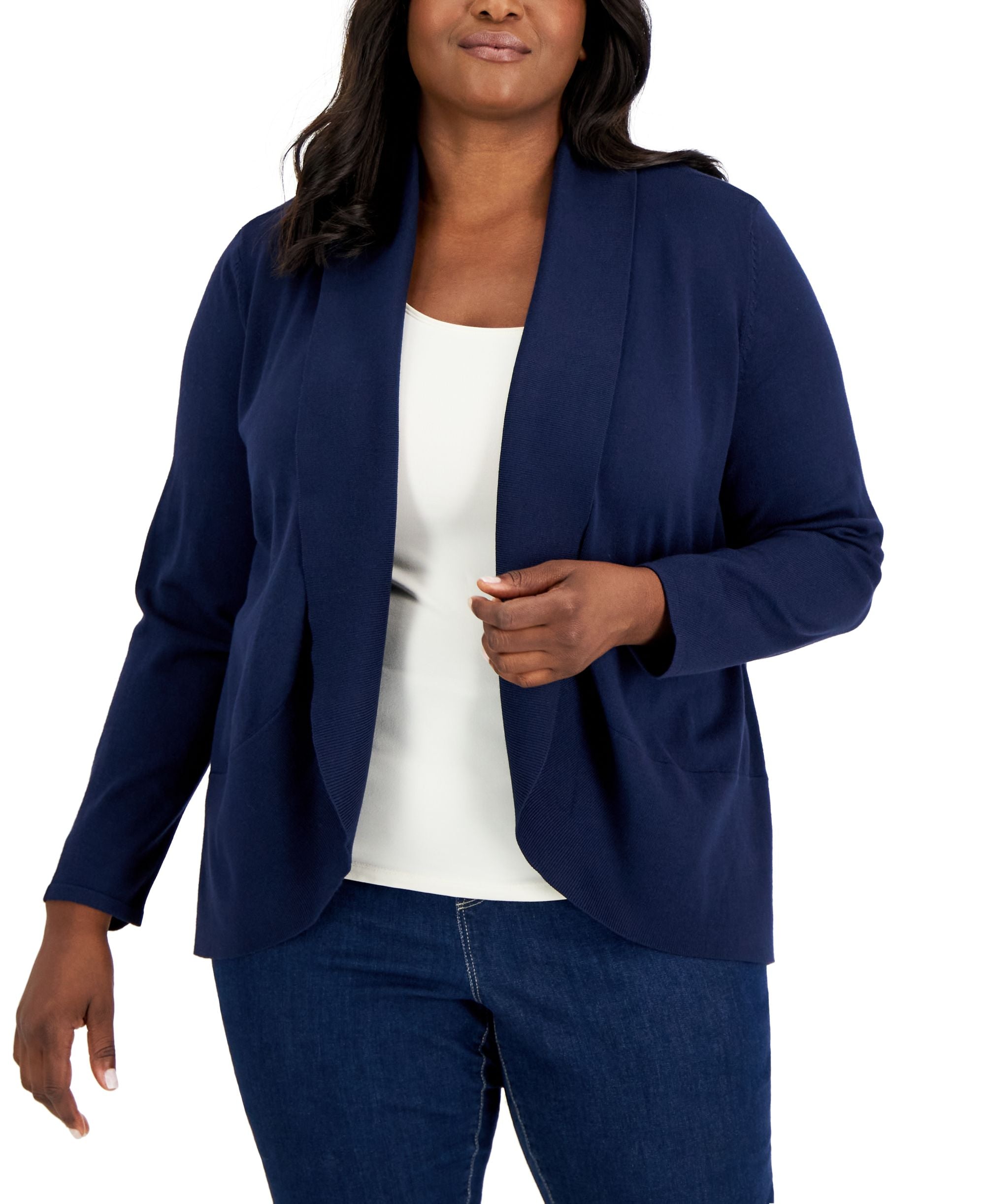 Plus Size Shawl-Collar Cardigan