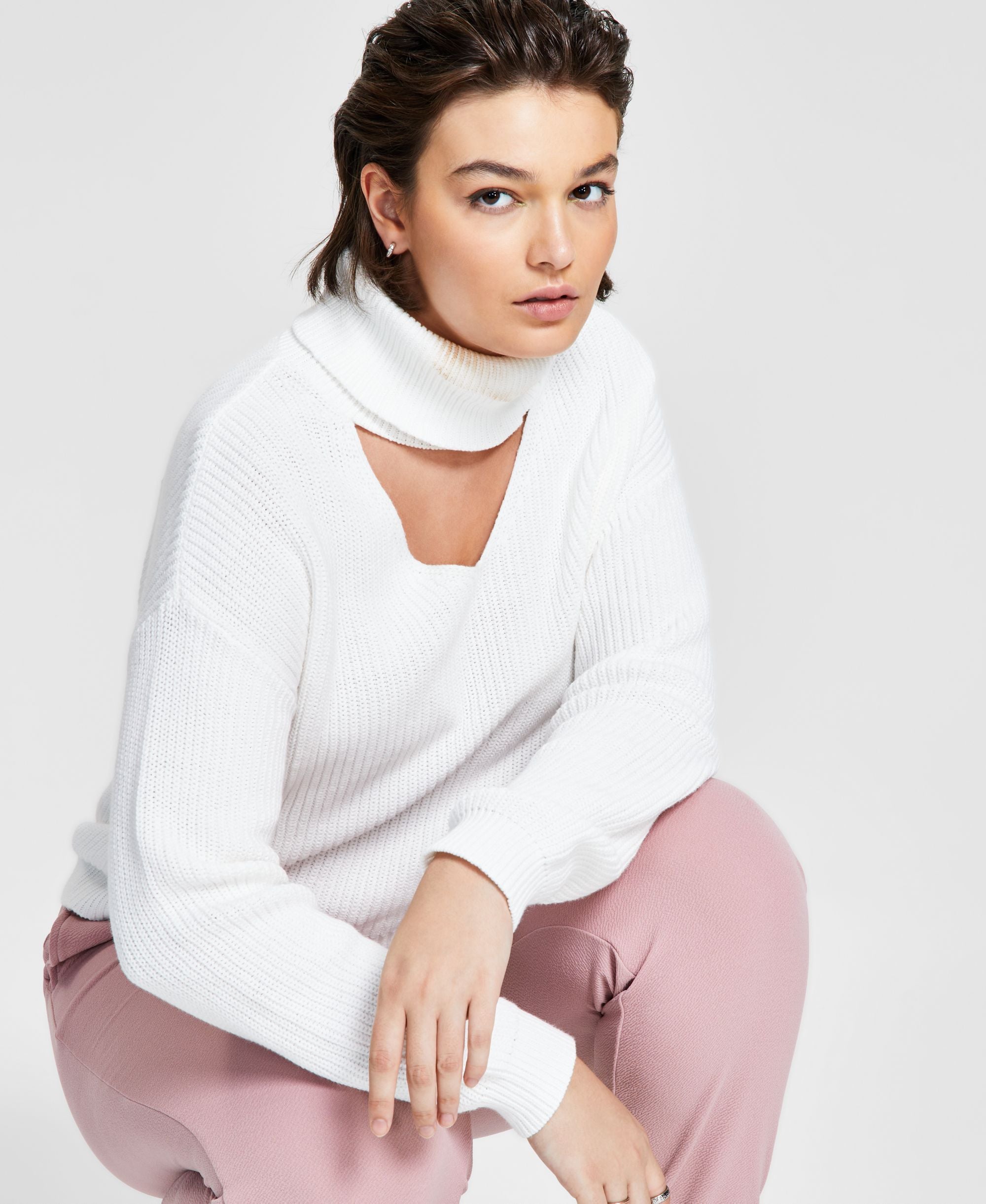 Women's Cutout-Detail Turtleneck Sweater