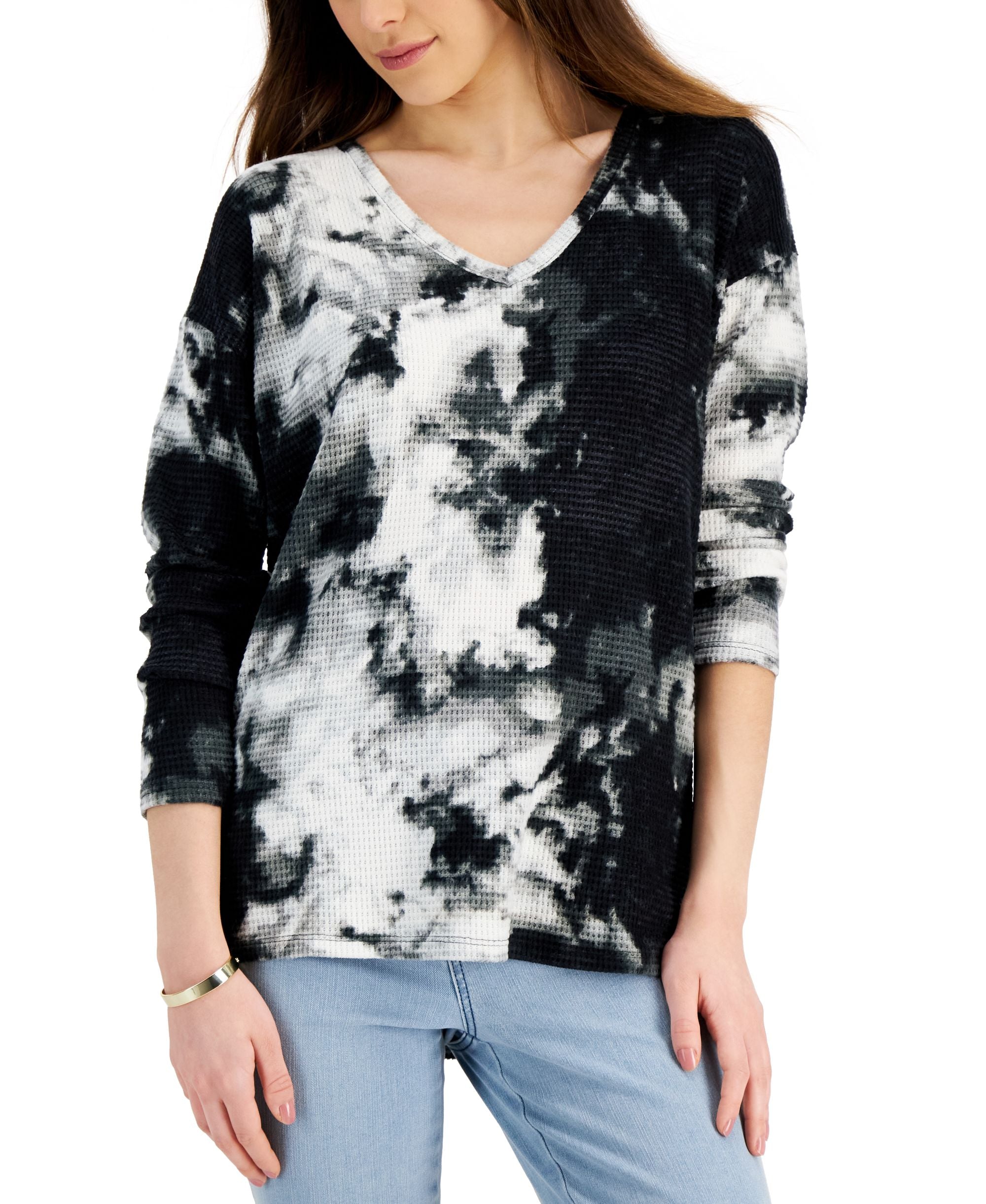 Style & Co Tie Dyed Waffle Knit Tunic