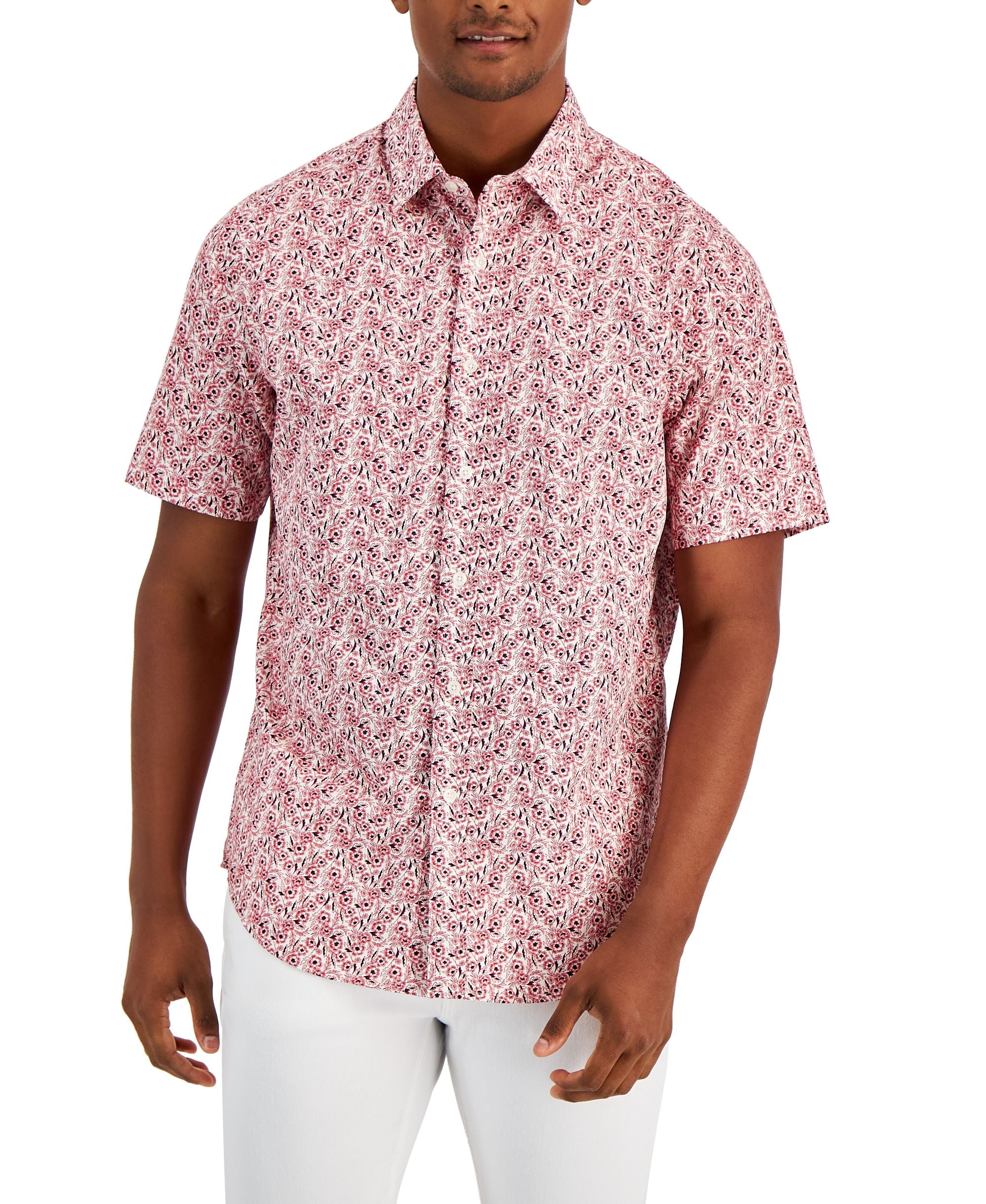Club Room Men's Floral Woven Short-Sleeve Button-Up Shirt
