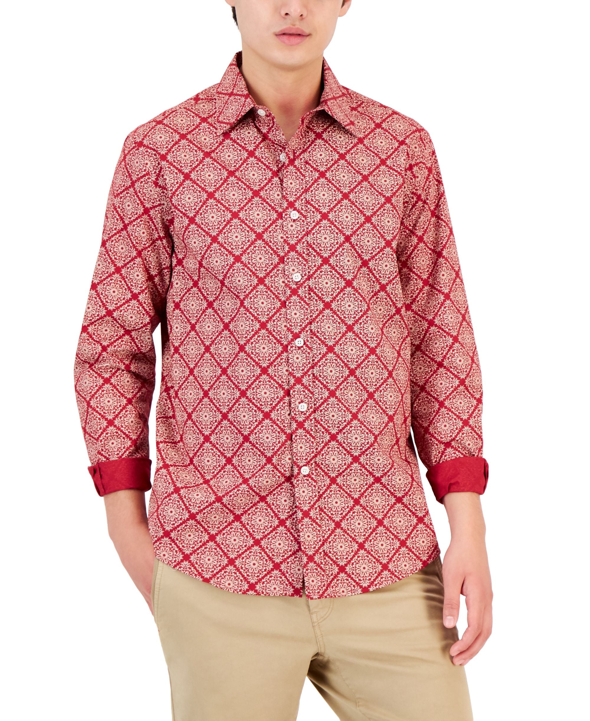 Club Room Mens Lopin Foulard Shirt