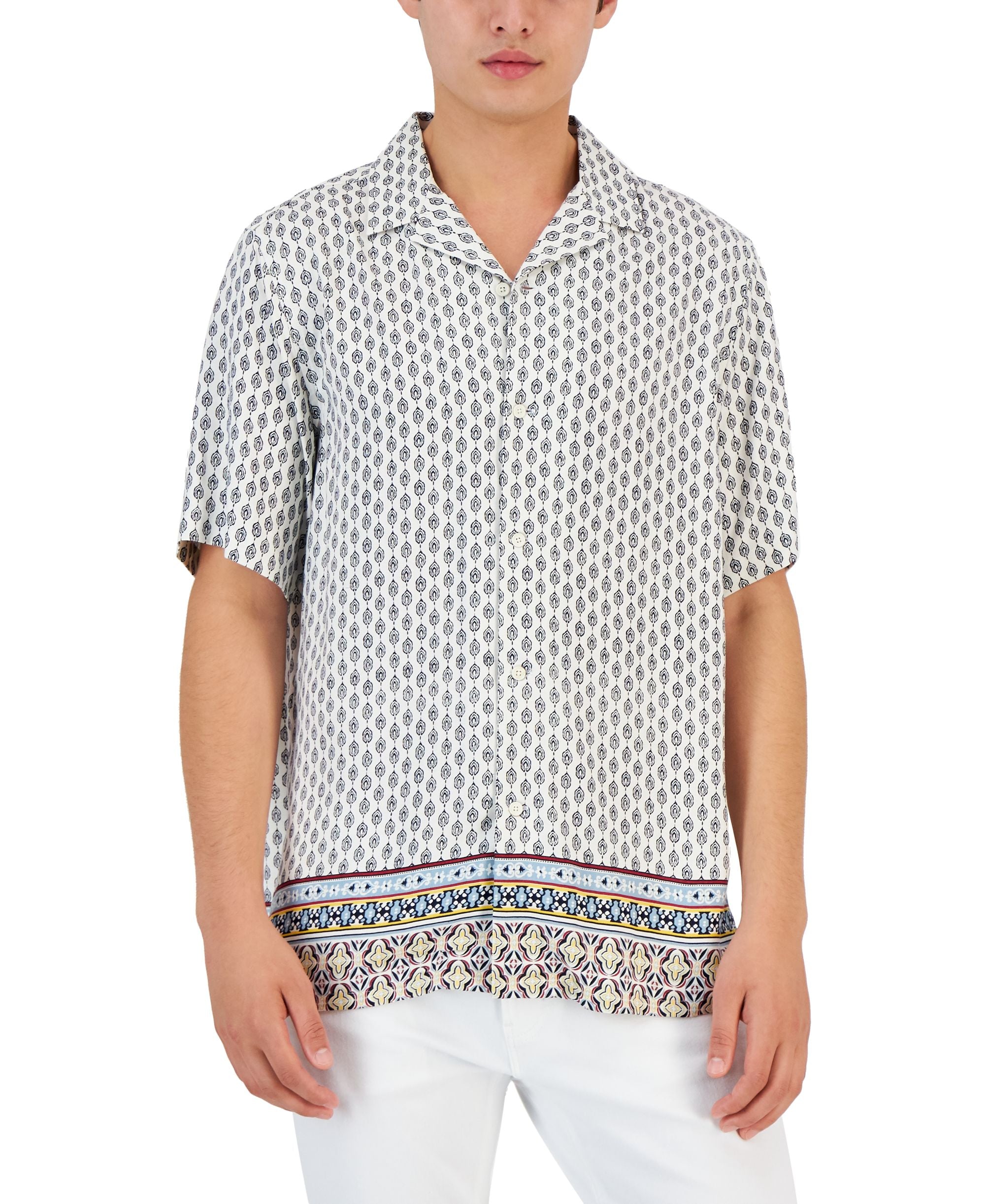 Club Room Mens Carlo Geometric Print Shirt