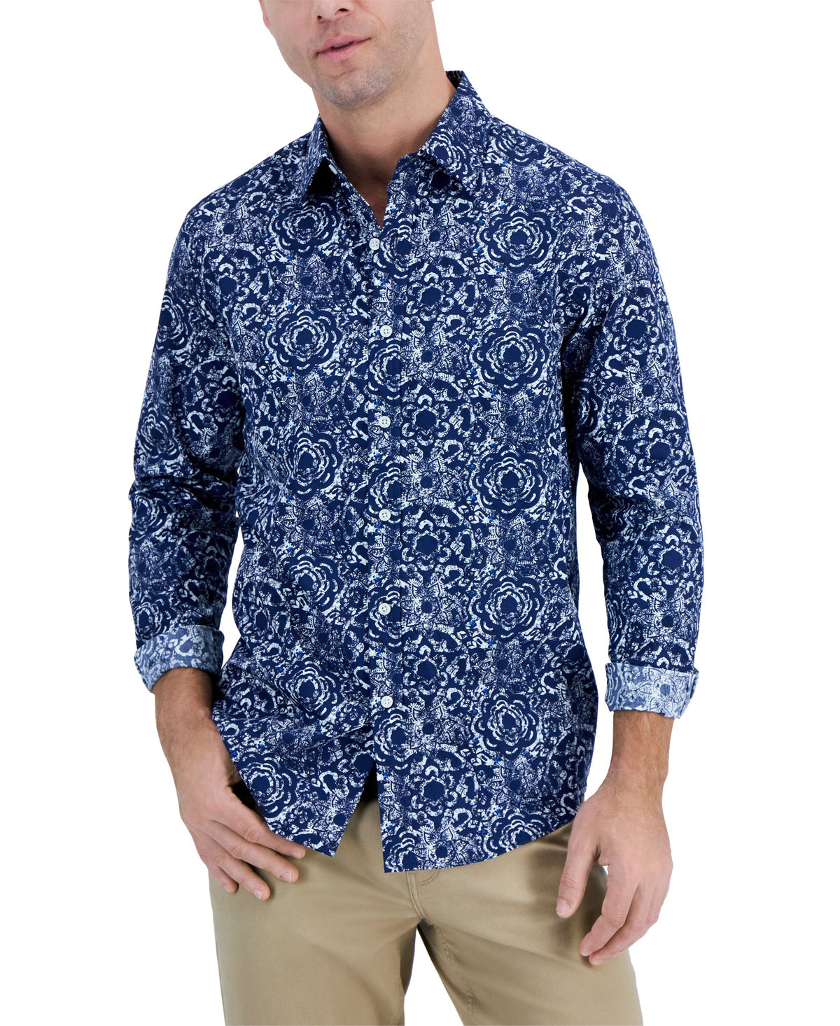 Club Room Mens Long Sleeve Bold Whisper Shirt