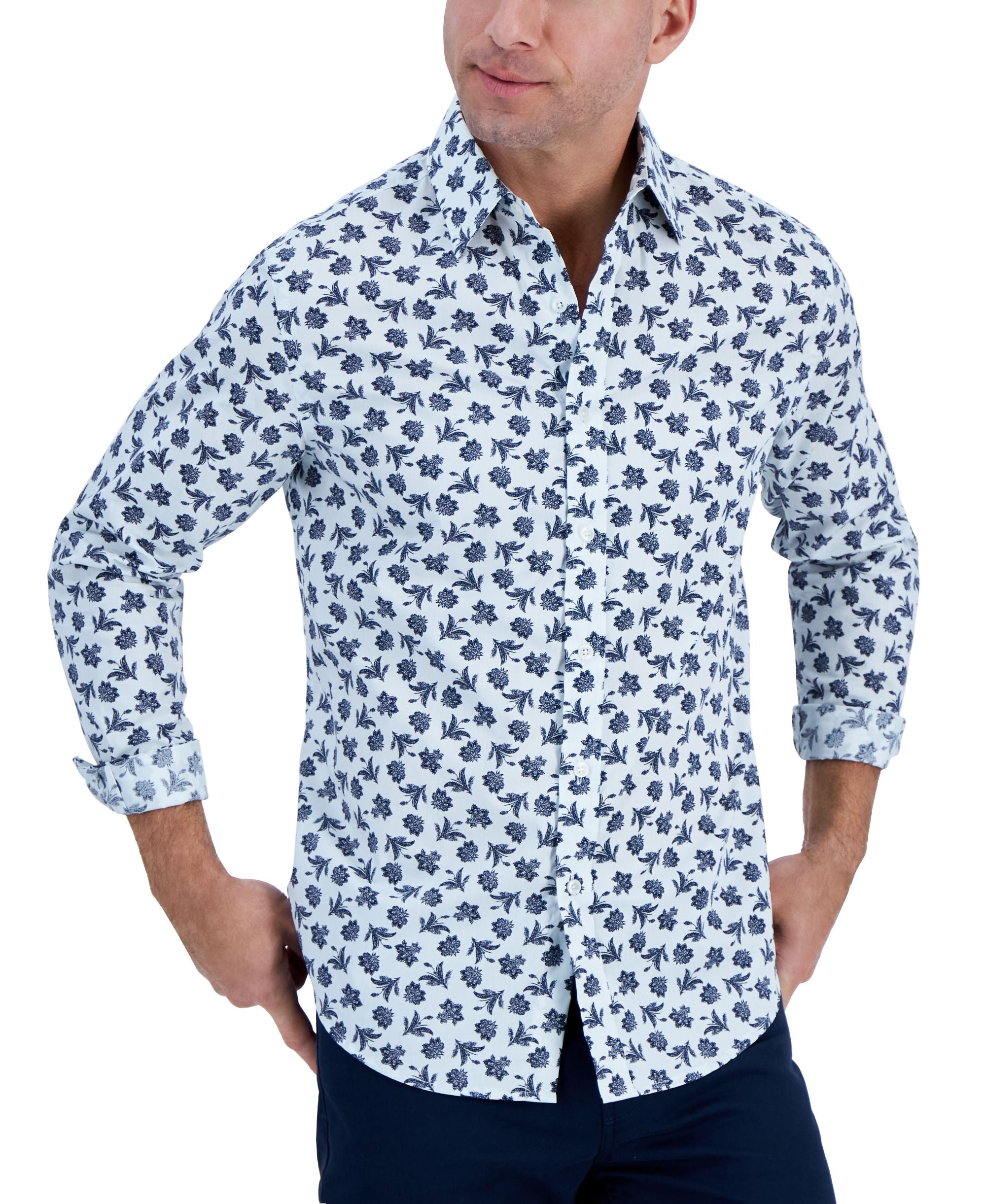 Club Room Mens Long Sleeve Alluna Floral Shirt